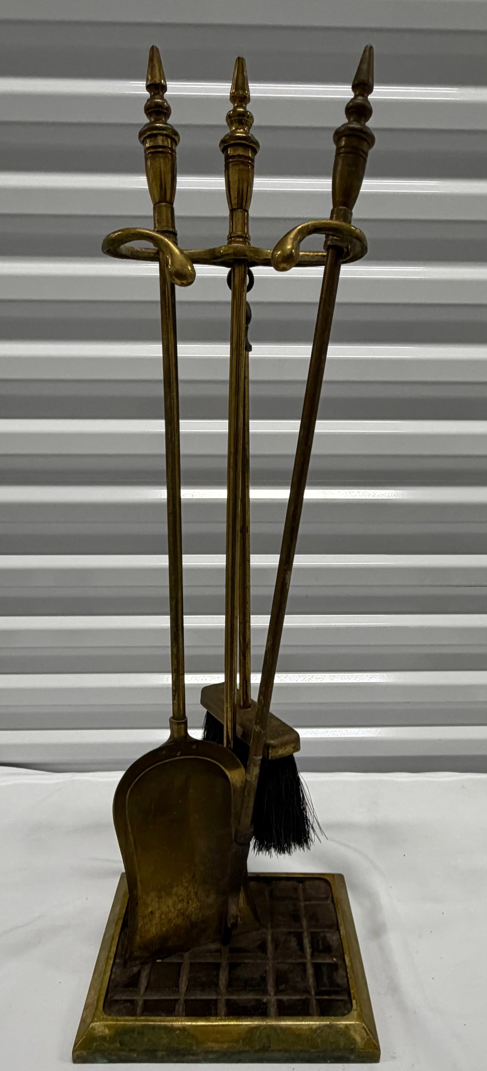 Vintage Brass Fireplace Tool Set - 3