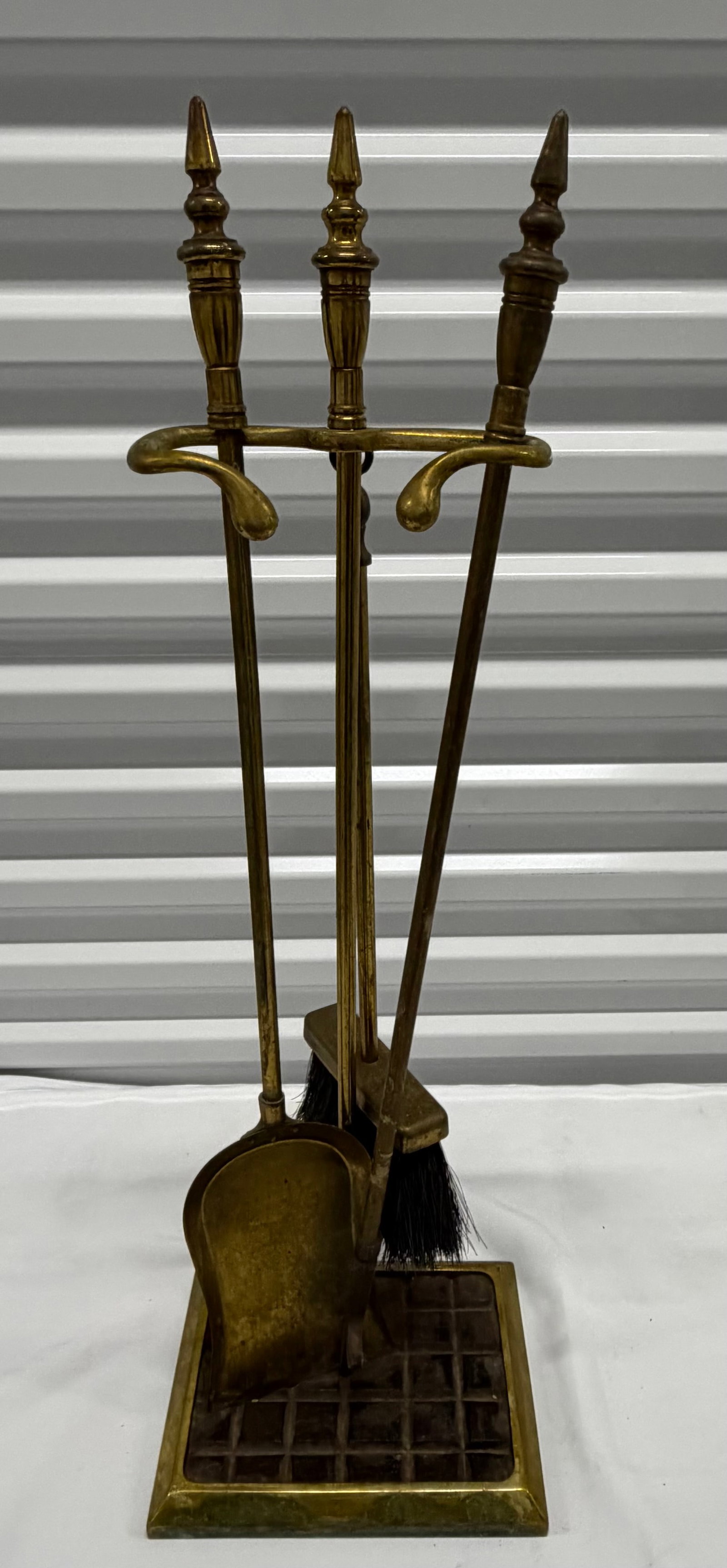 Vintage Brass Fireplace Tool Set - 4