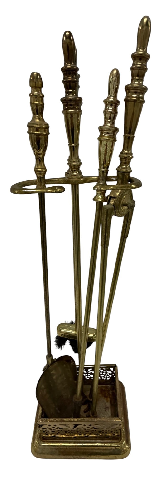 Vintage Brass Fireplace Tool Set with Ornate Stand (1 of 5)