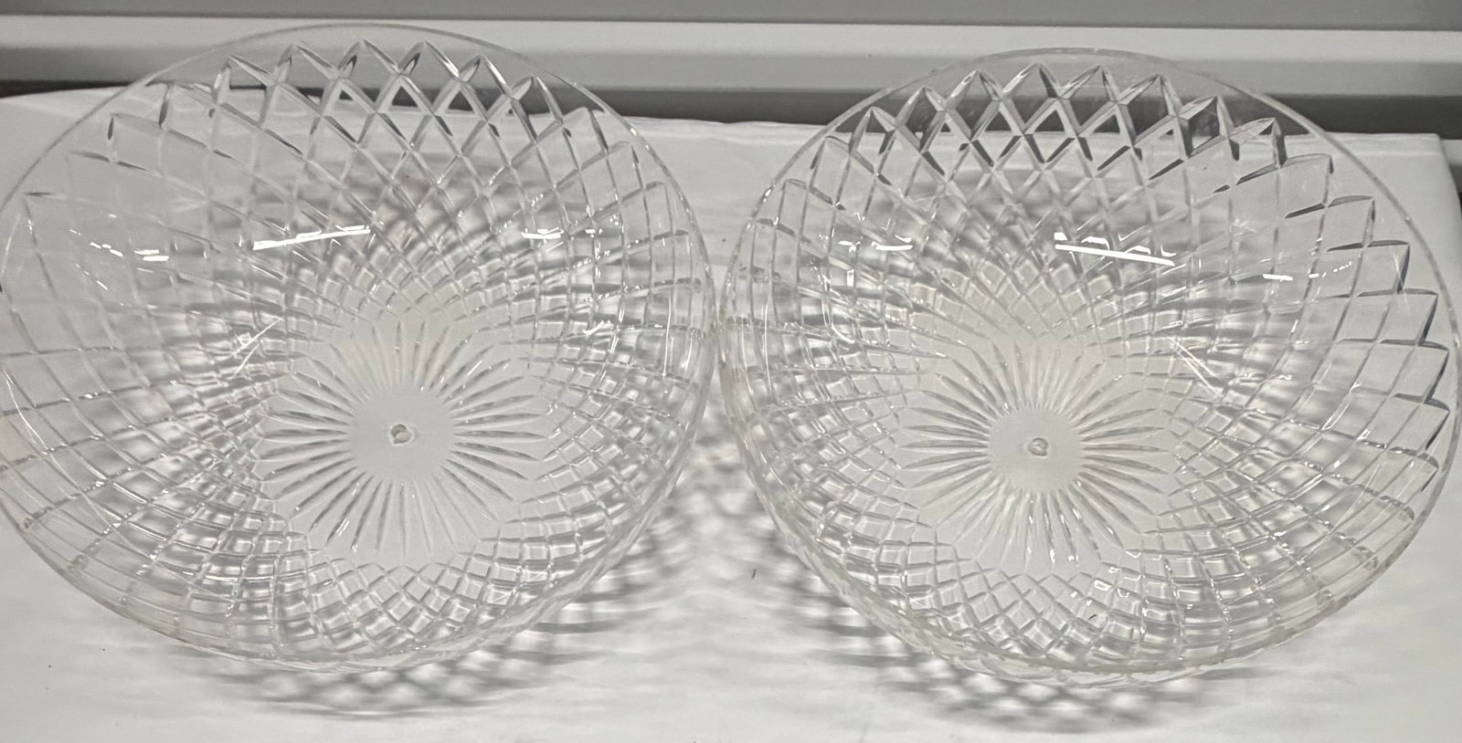 Pair of Cut Crystal Dome-Shaped Light Shades - 2