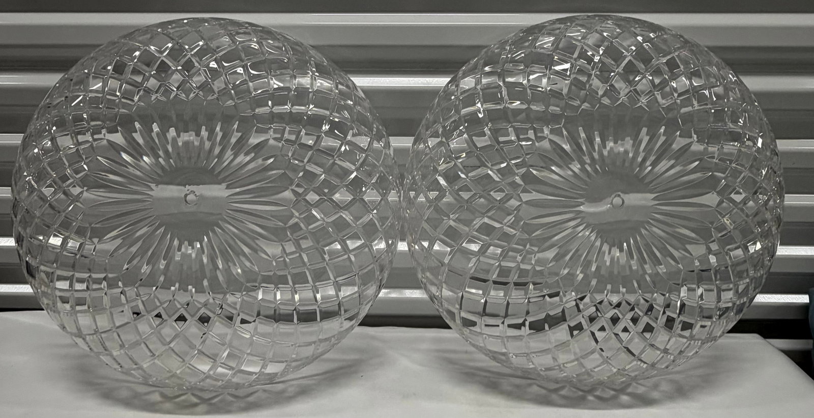 Pair of Cut Crystal Dome-Shaped Light Shades - 3