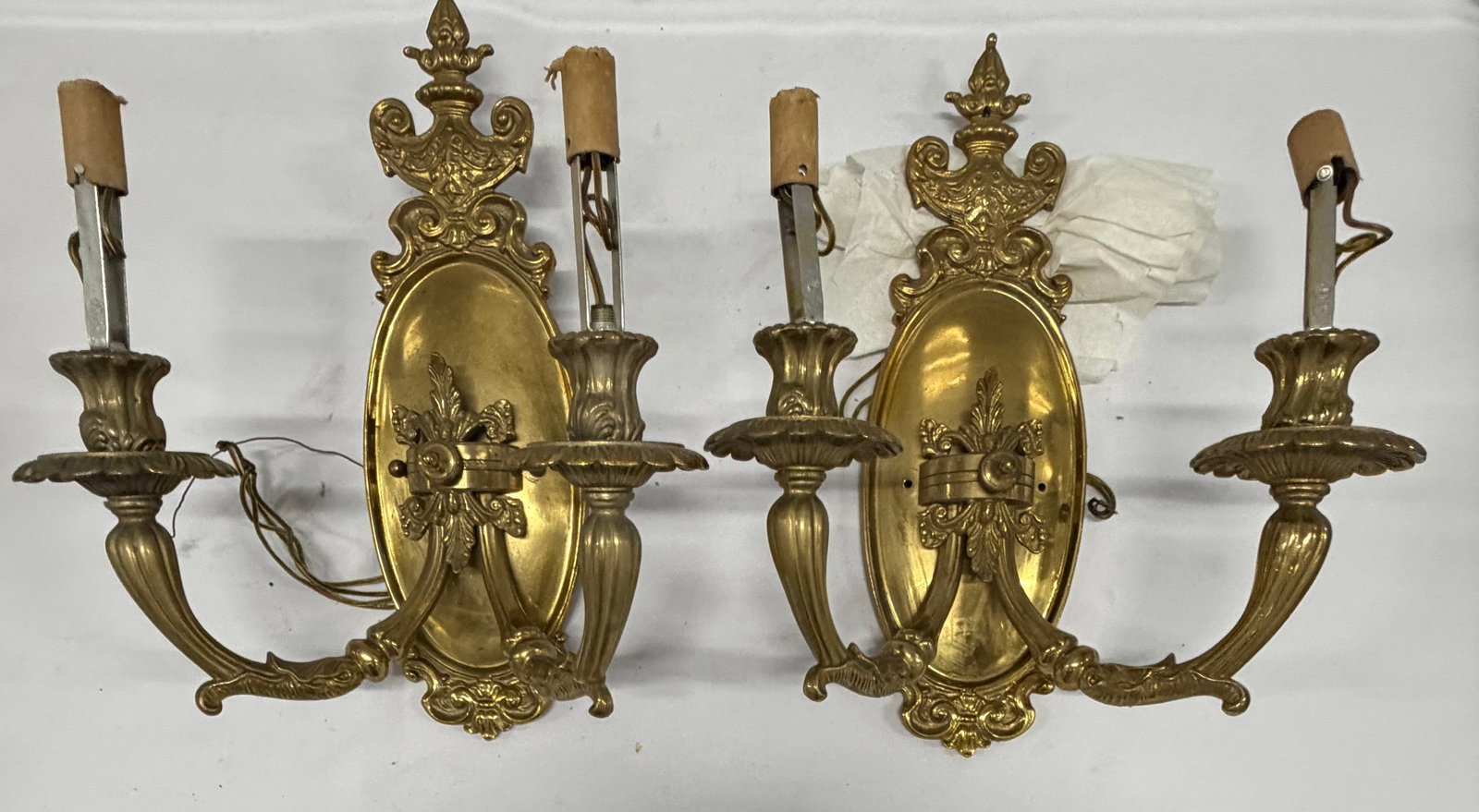 Pair of Rococo Revival Gilt Bronze Two-Light Sconces - 2