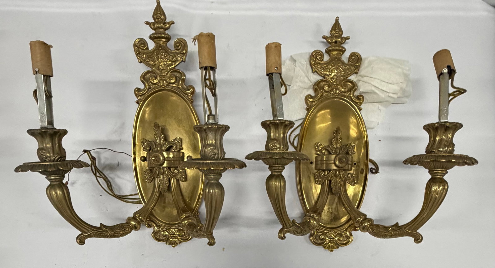 Pair of Rococo Revival Gilt Bronze Two-Light Sconces - 3