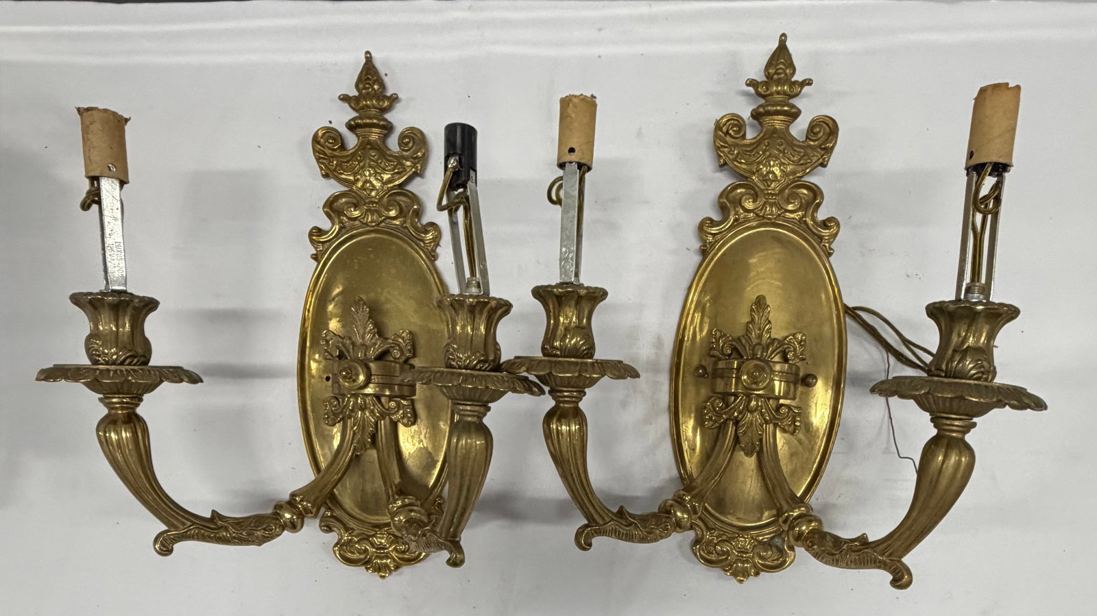 Pair of Rococo Revival Gilt Bronze Two-Arm Sconces - 3