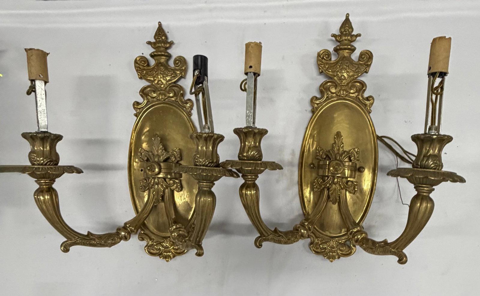 Pair of Rococo Revival Gilt Bronze Two-Arm Sconces - 4