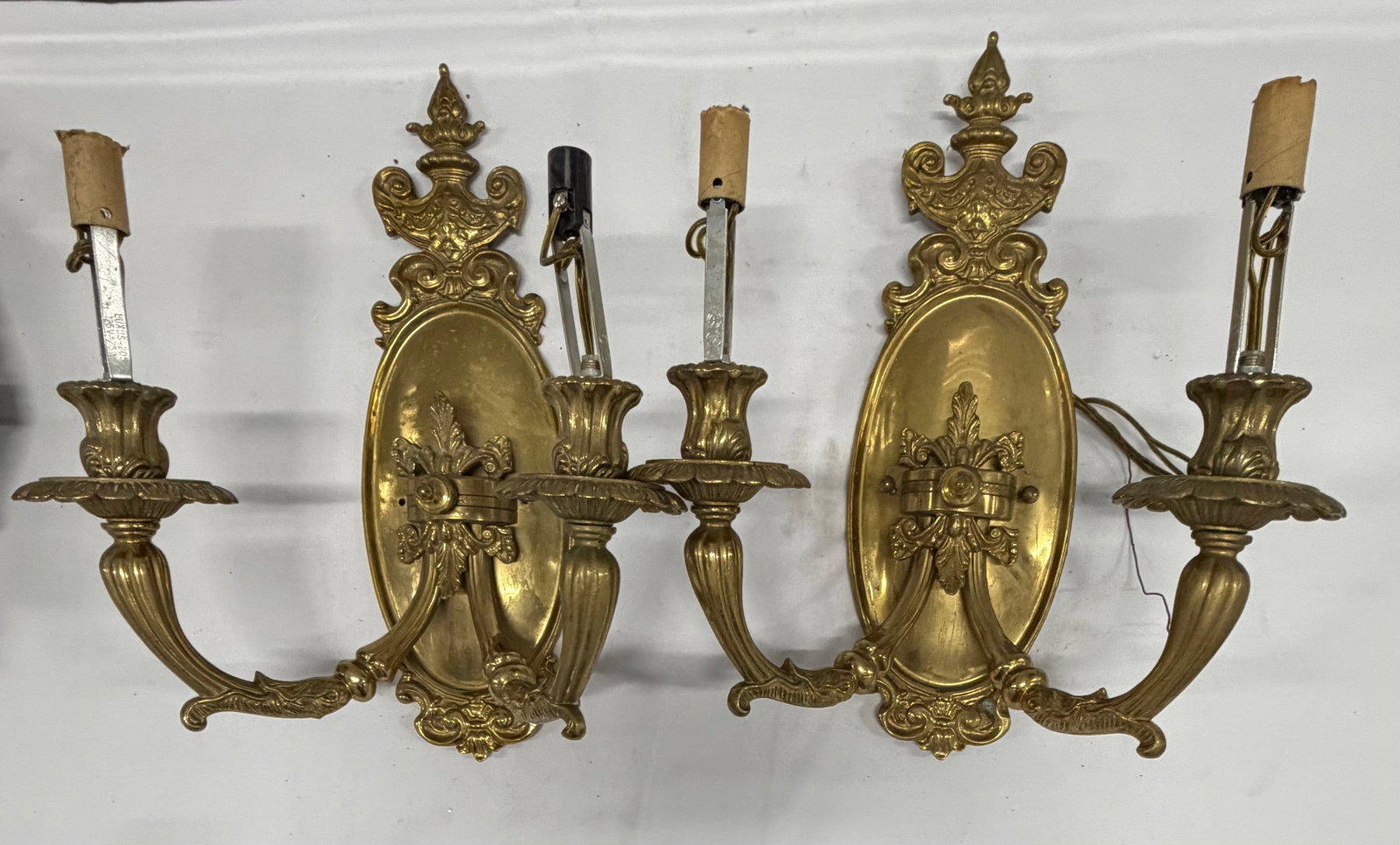 Pair of Rococo Revival Gilt Bronze Two-Arm Sconces - 5