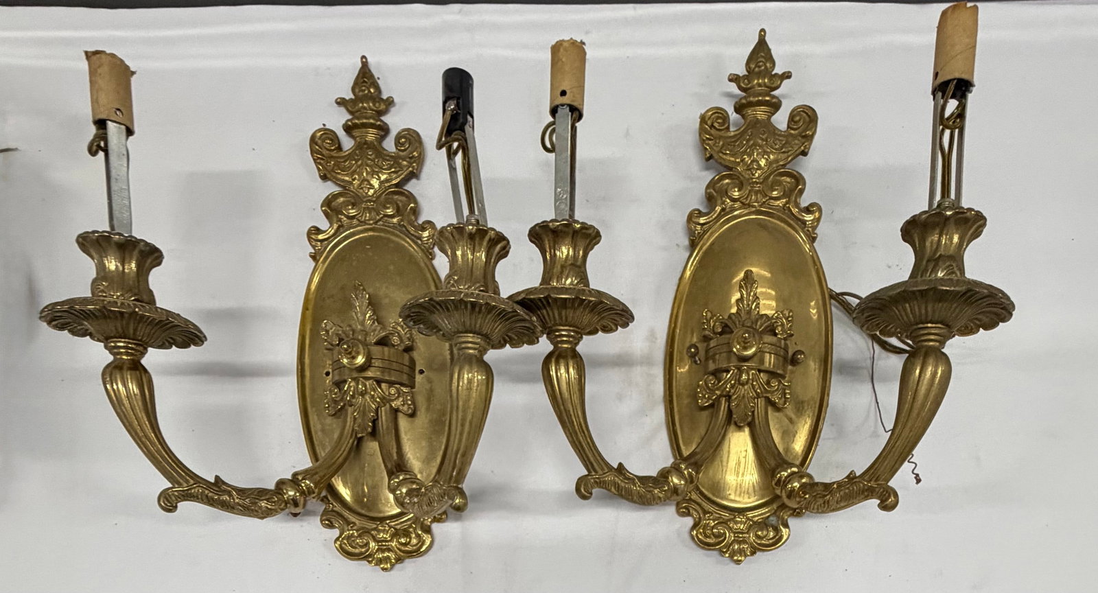 Pair of Rococo Revival Gilt Bronze Two-Arm Sconces - 6
