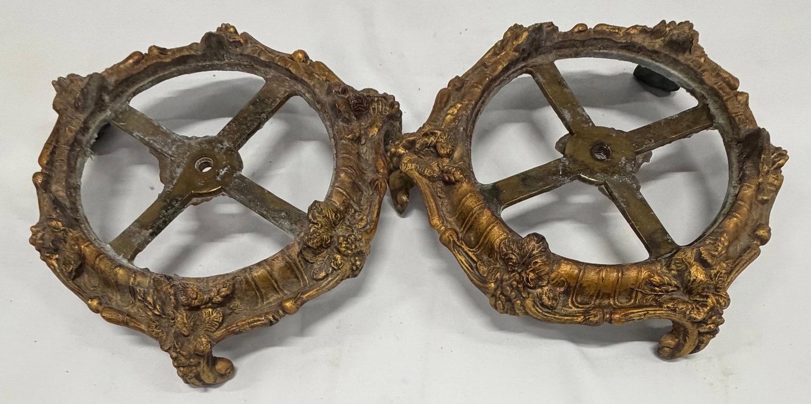 Pair of Ornate Gilt Bronze Rococo Style Mounts/Appliques - 2