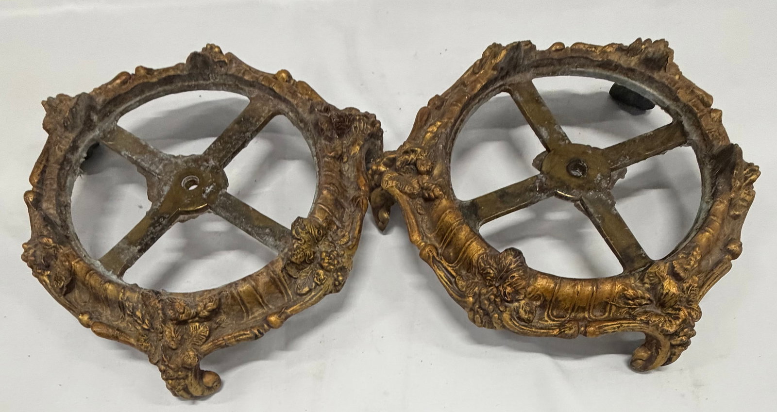 Pair of Ornate Gilt Bronze Rococo Style Mounts/Appliques - 4