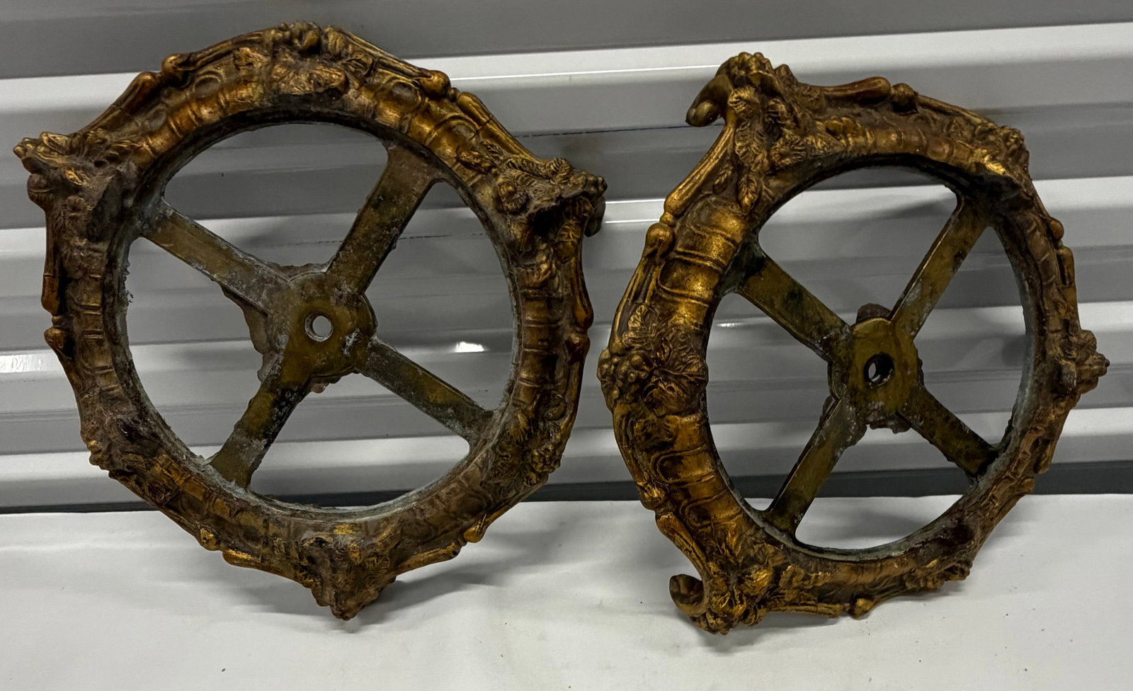 Pair of Ornate Gilt Bronze Rococo Style Mounts/Appliques - 5