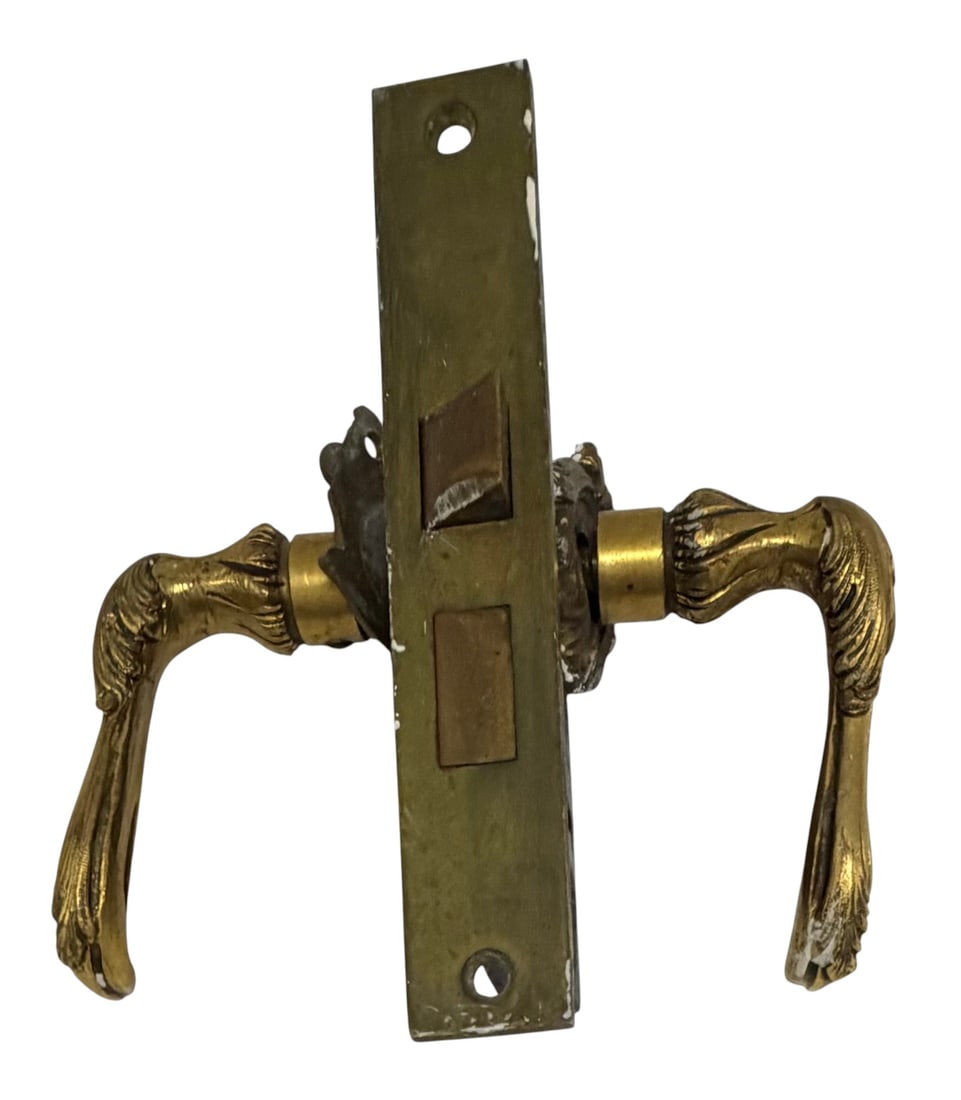 Ornate Brass Door Handle and Lock Set, Rococo Style (1 of 5)