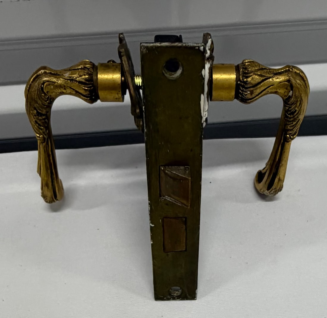 Ornate Brass Door Handle and Lock Set, Rococo Style - 3