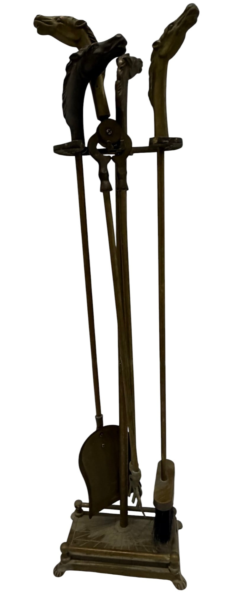 Vintage Brass Fireplace Tool Set with Horse Head Handles (1 of 4)