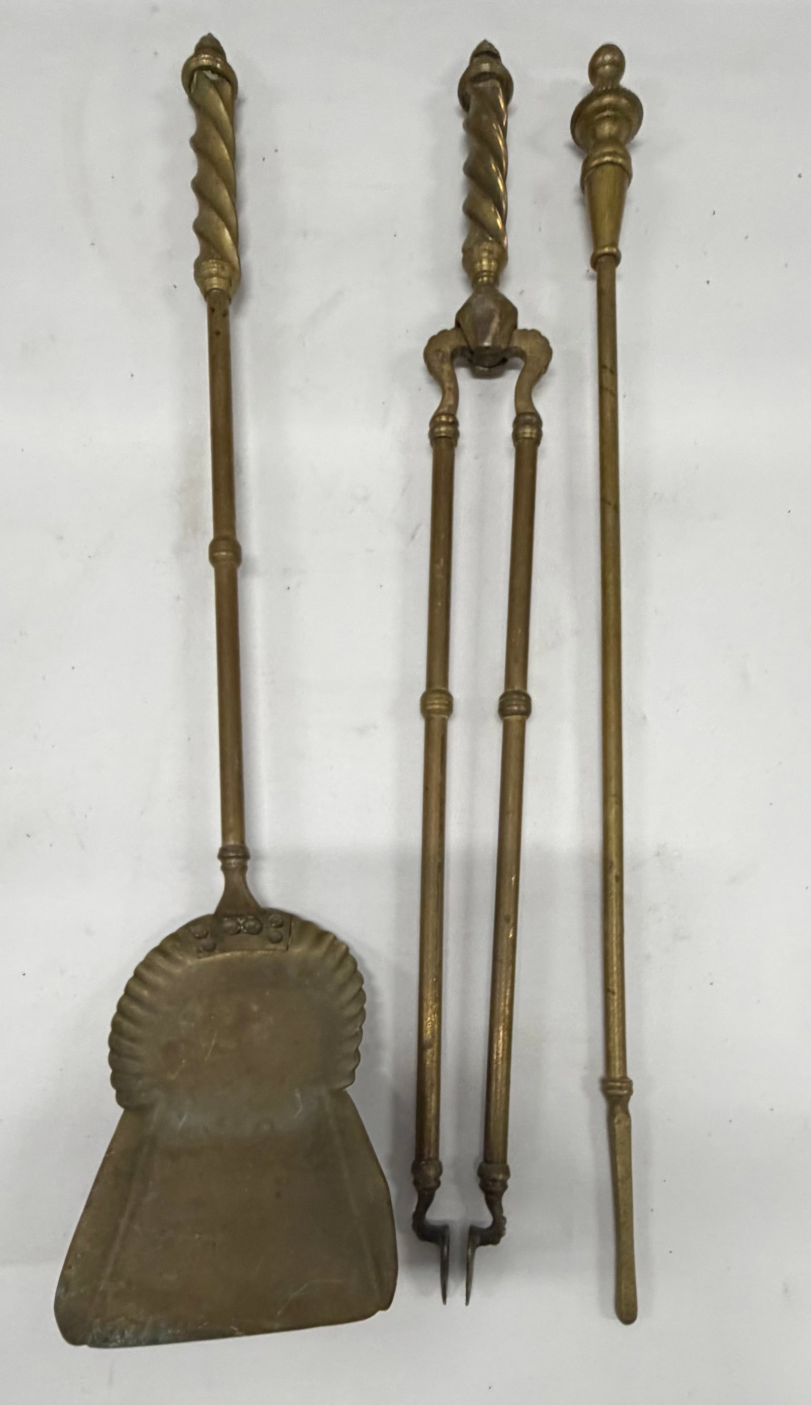Three-Piece Brass Fireplace Tool Set - 3
