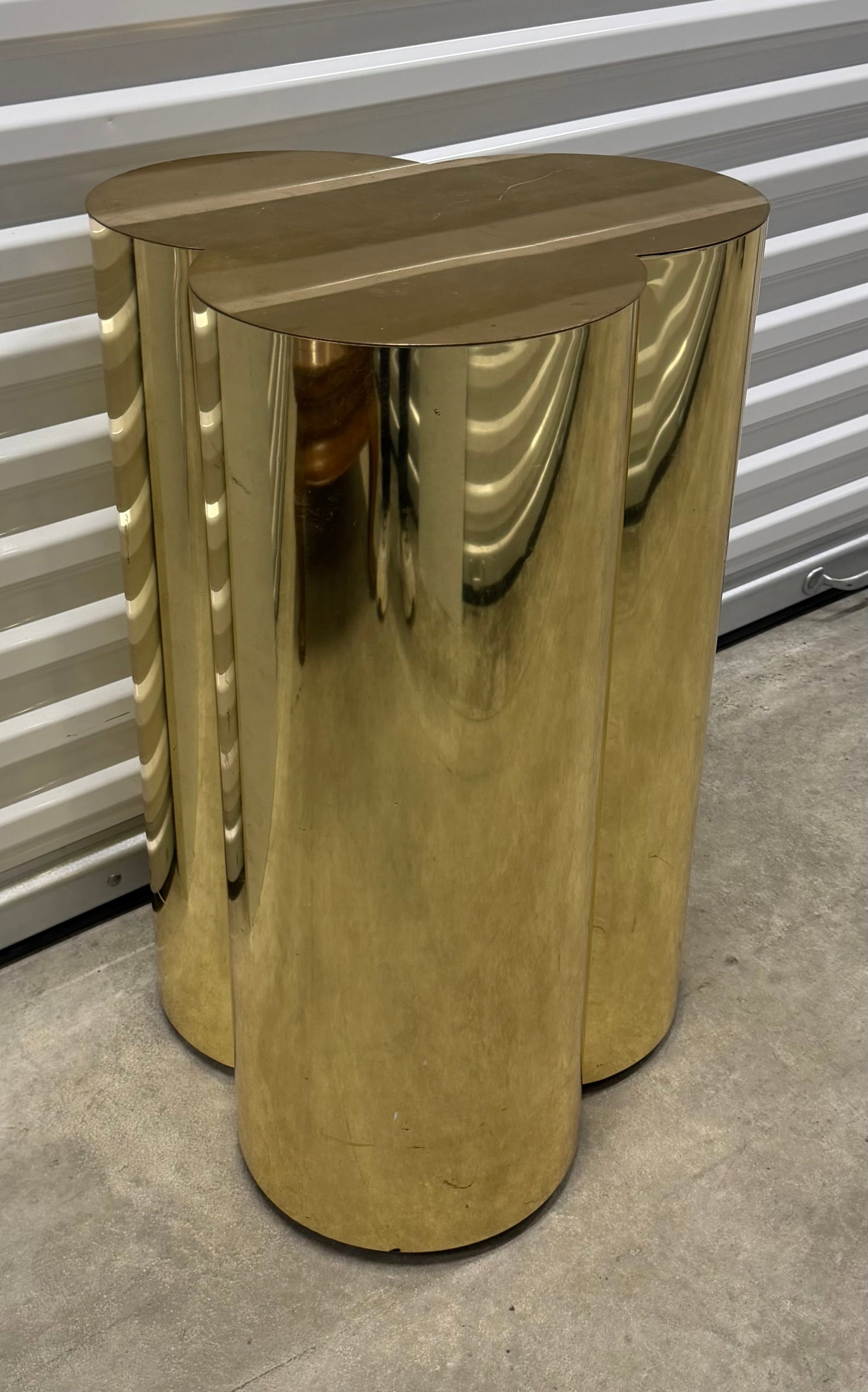 Polished Brass Triple Cylinder Plinth Pedestal, Mid-20th Century - 2