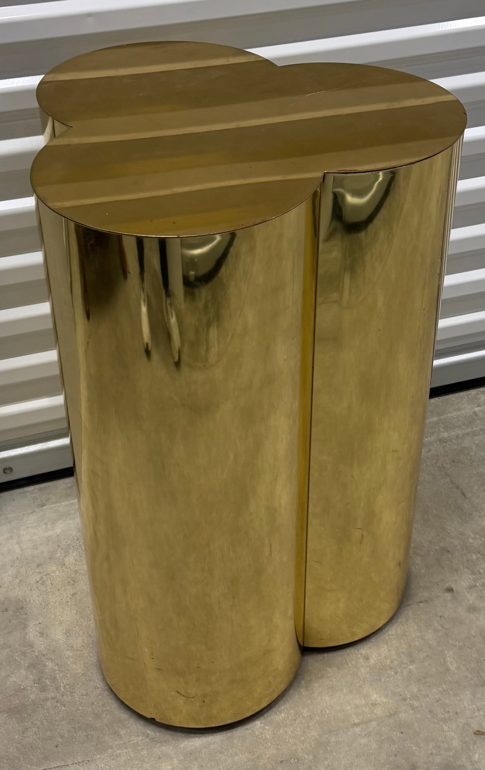 Polished Brass Triple Cylinder Plinth Pedestal, Mid-20th Century - 3