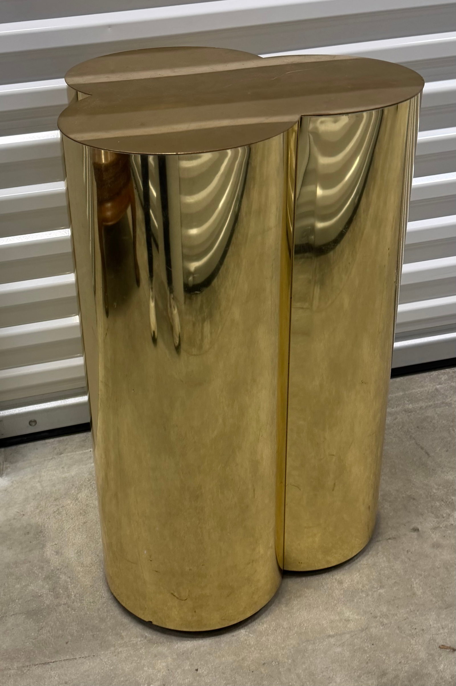 Polished Brass Triple Cylinder Plinth Pedestal, Mid-20th Century - 4