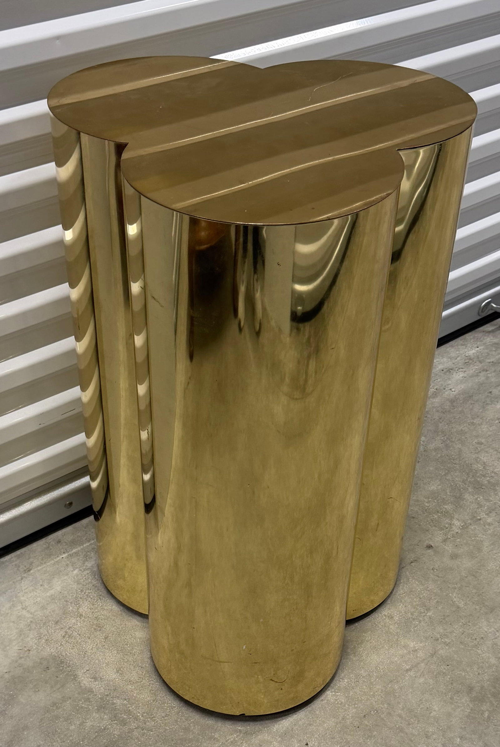 Polished Brass Triple Cylinder Plinth Pedestal, Mid-20th Century - 5