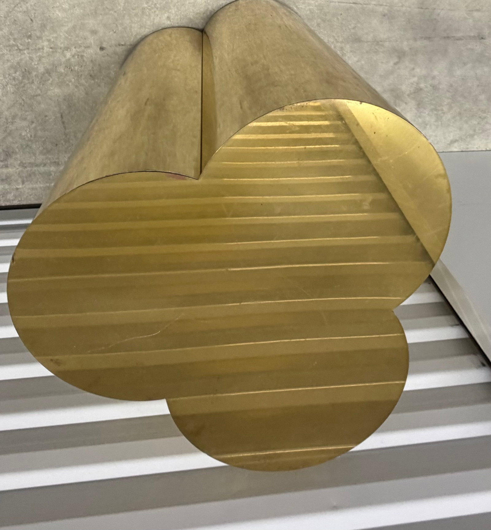 Polished Brass Triple Cylinder Plinth Pedestal, Mid-20th Century - 6