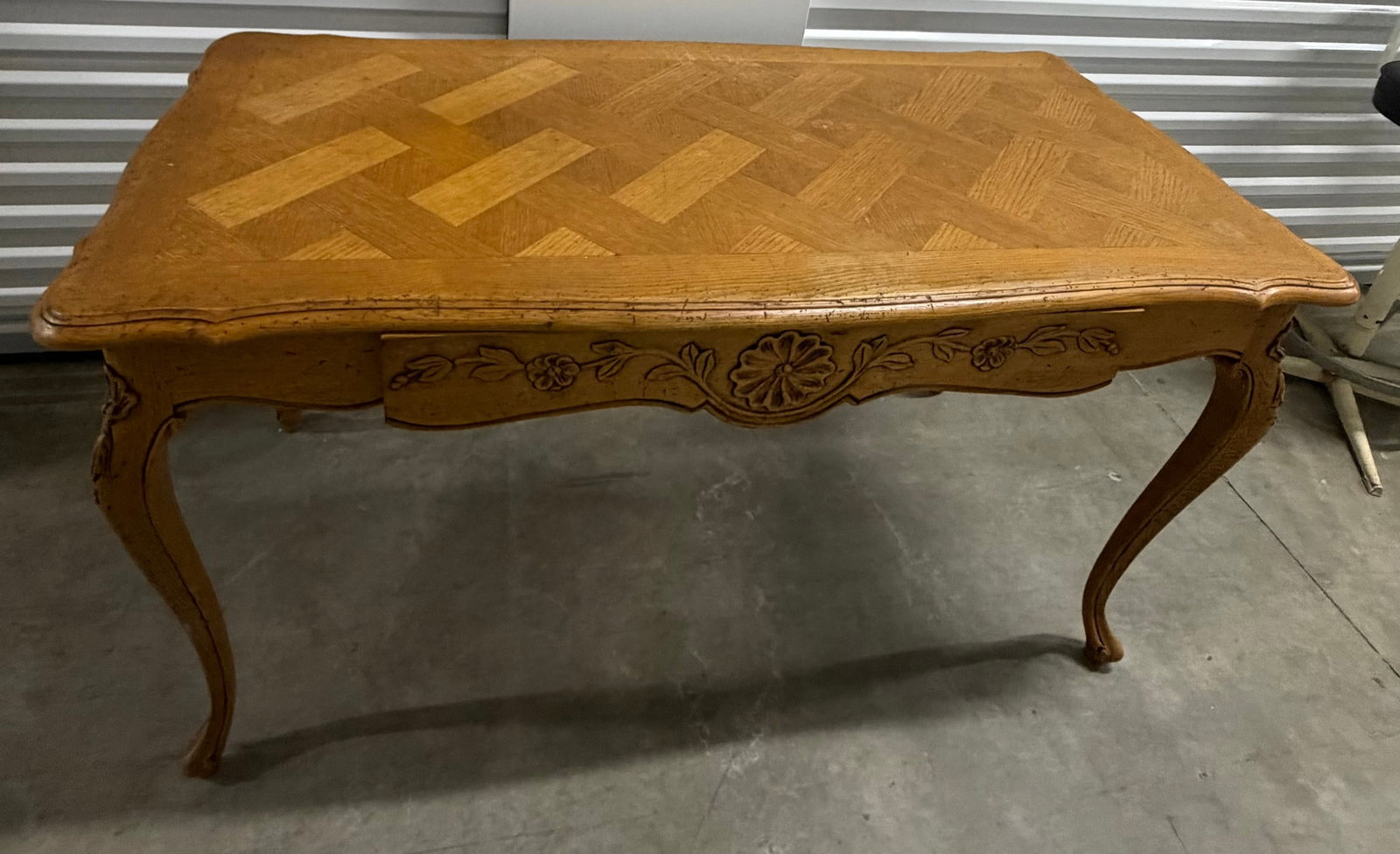 French Provincial Style Parquetry Top Coffee Table - 5
