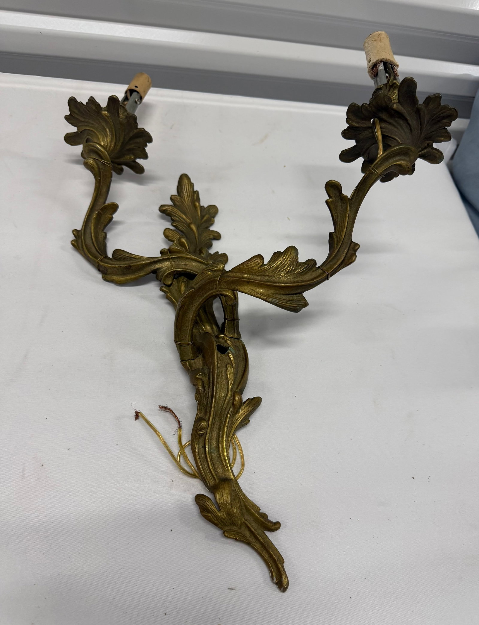 Pair of Rococo Revival Gilt Bronze Two-Arm Sconces - 4