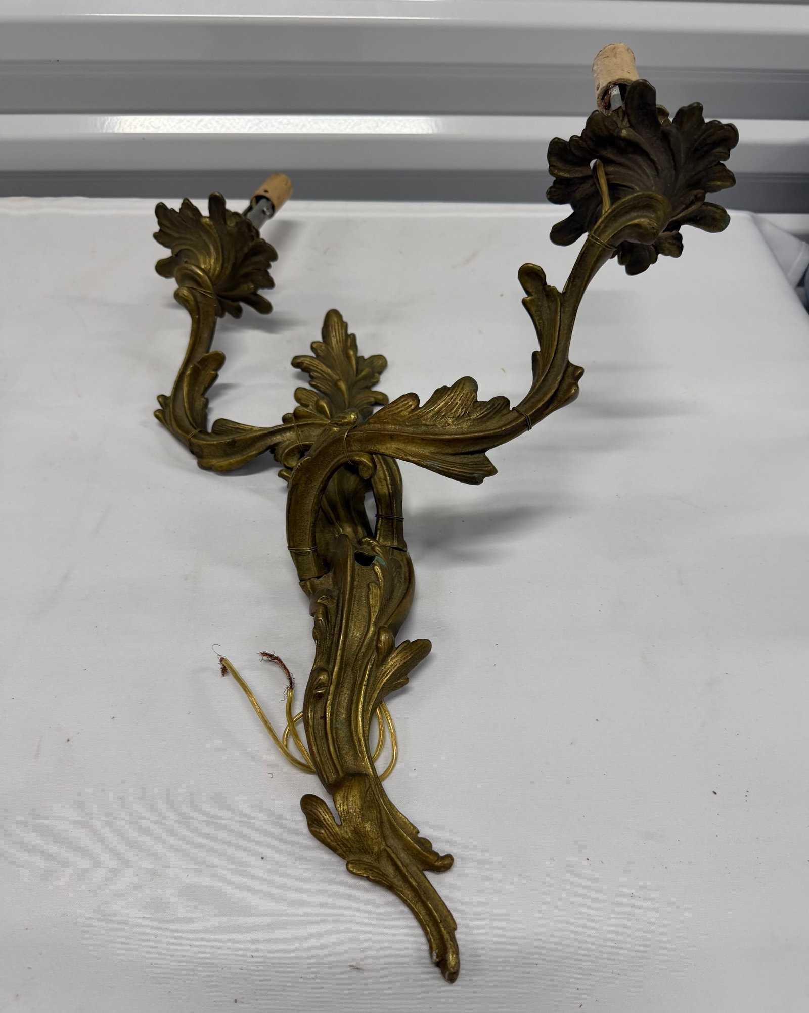 Pair of Rococo Revival Gilt Bronze Two-Arm Sconces - 5