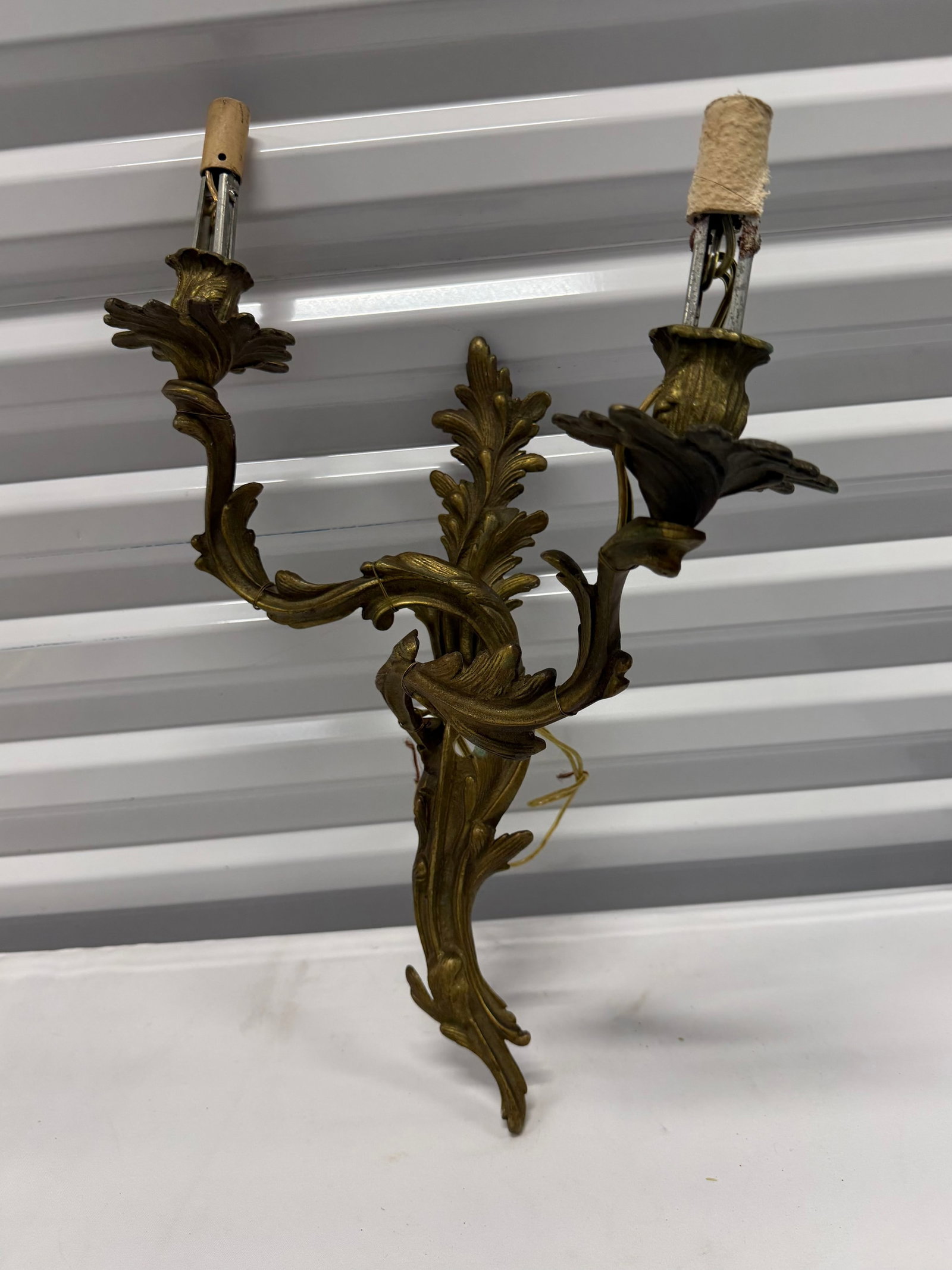 Pair of Rococo Revival Gilt Bronze Two-Arm Sconces - 6
