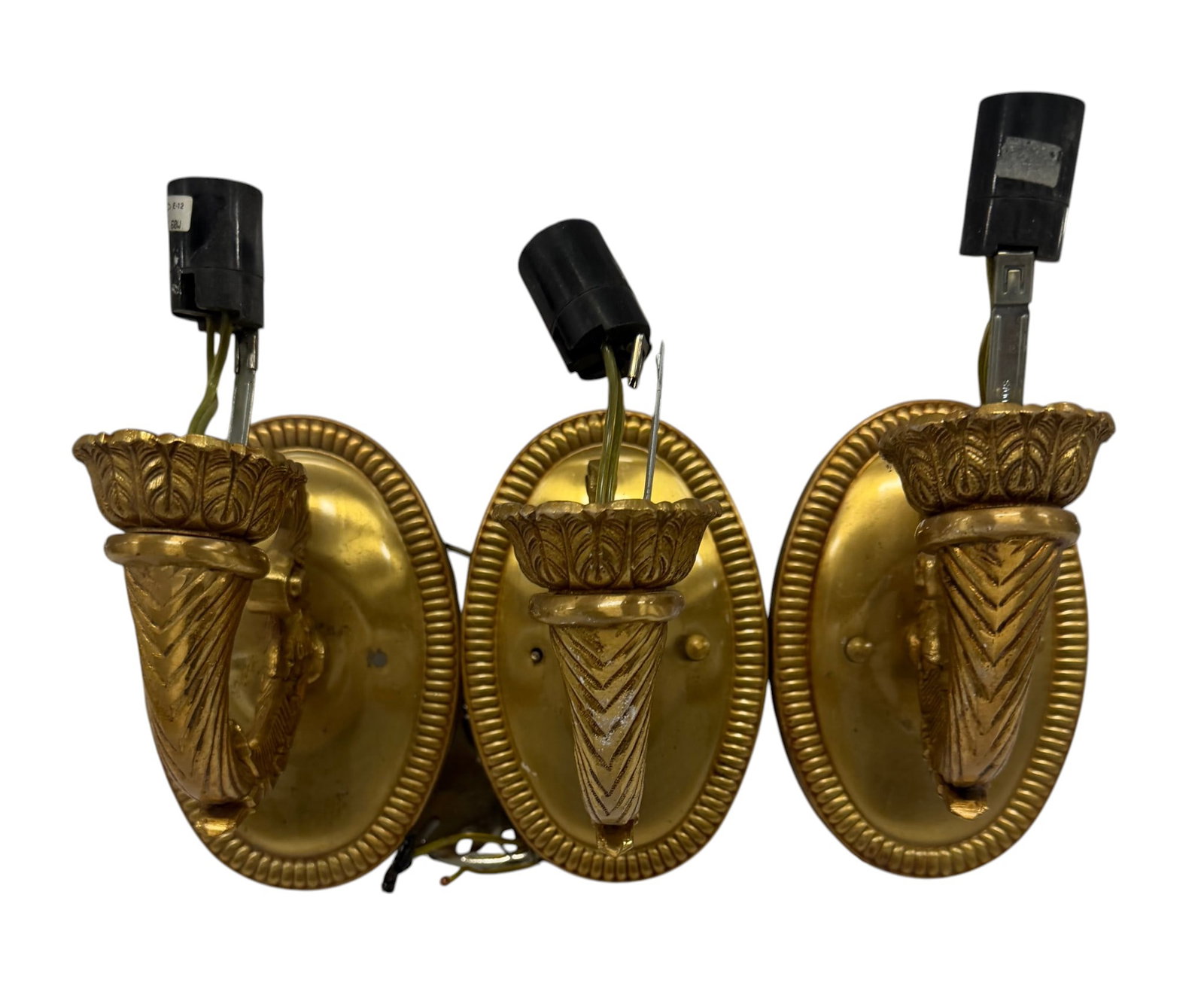 Set of Three Gilt Metal Wall Sconces (1 of 5)