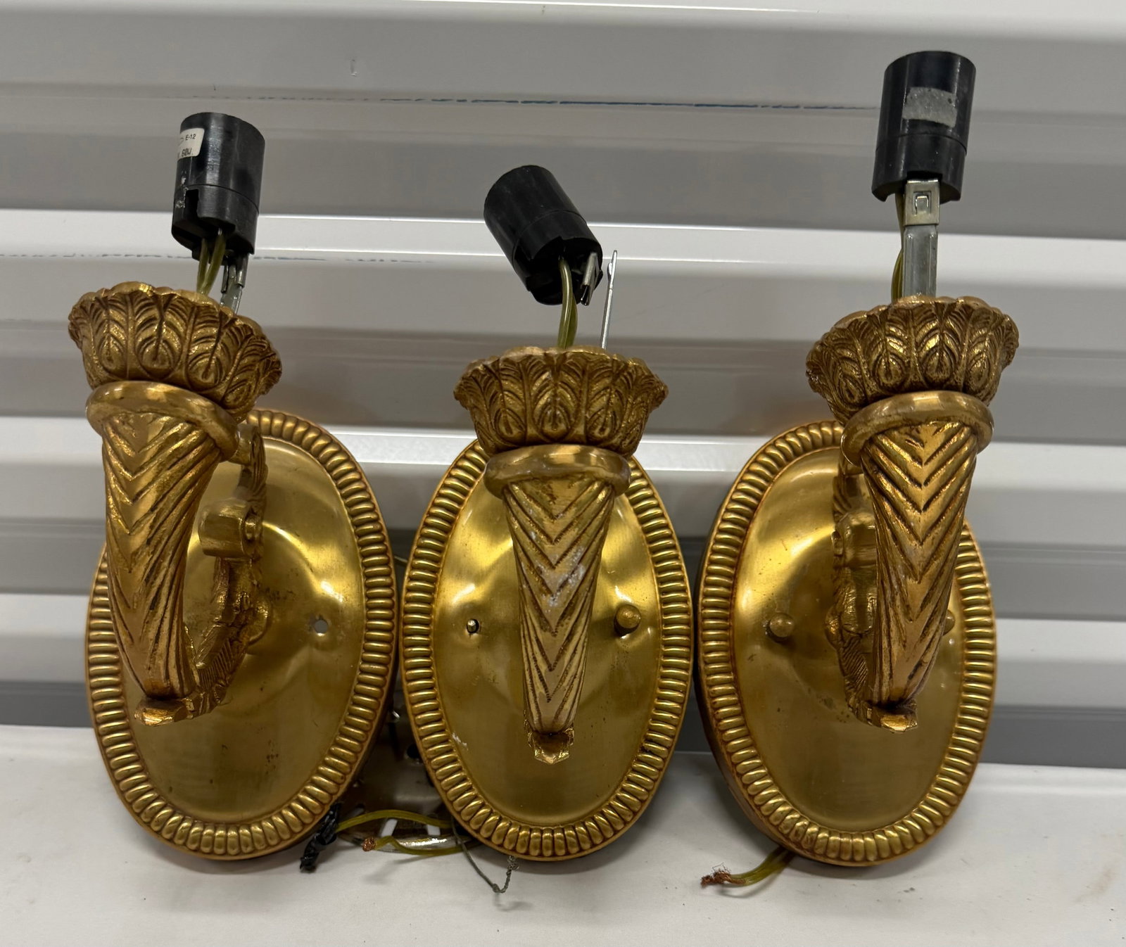 Set of Three Gilt Metal Wall Sconces - 2