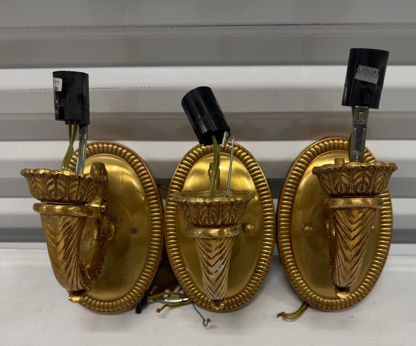 Set of Three Gilt Metal Wall Sconces - 3