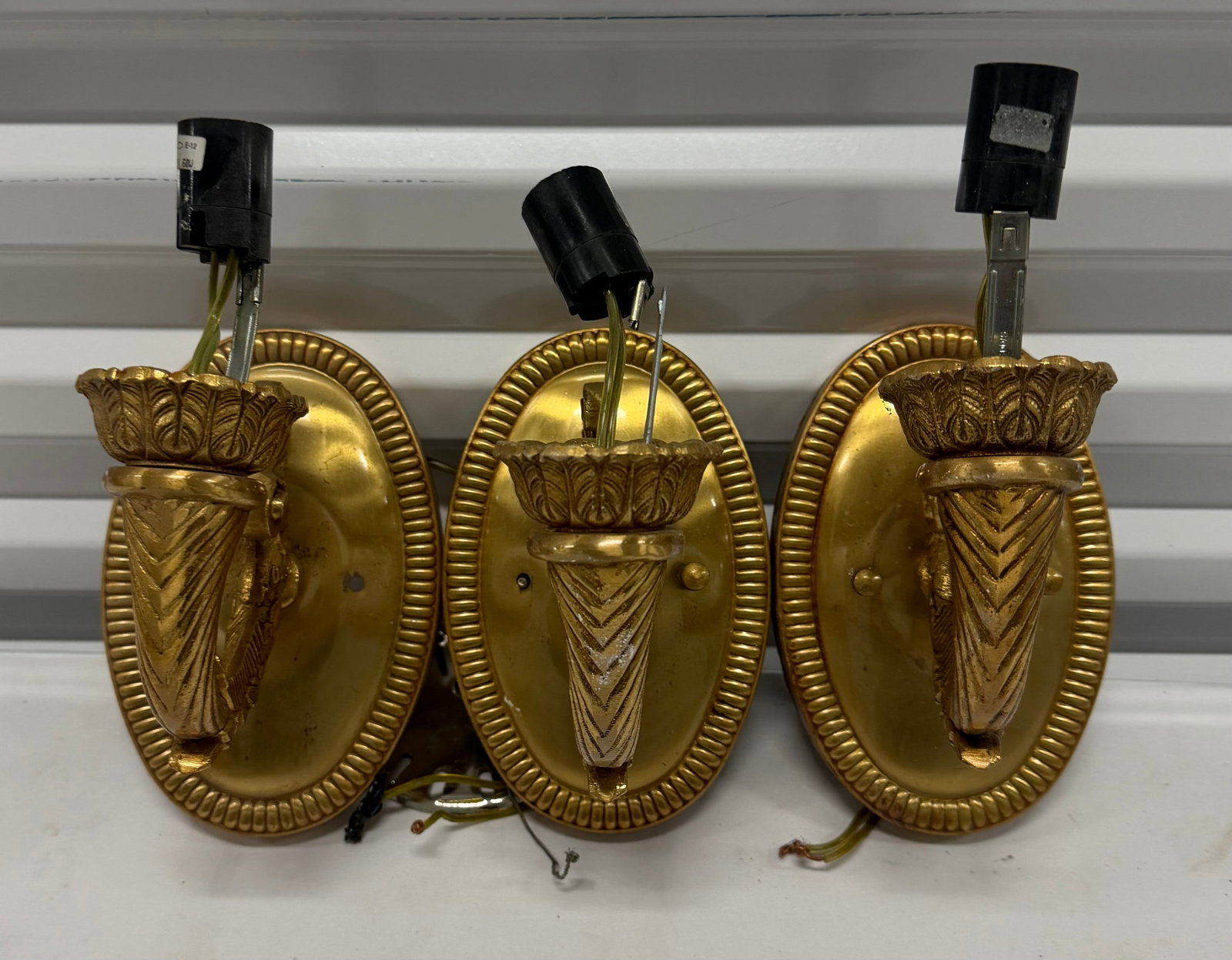 Set of Three Gilt Metal Wall Sconces - 5