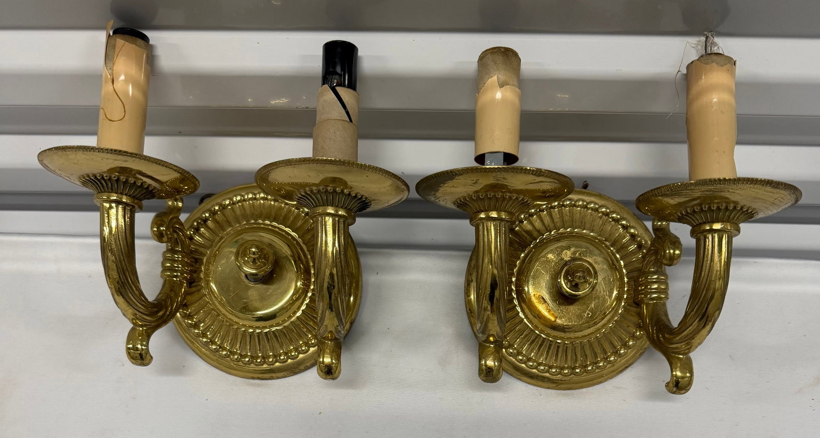 Pair of Louis XVI Style Gilt Bronze Two-Light Sconces - 2