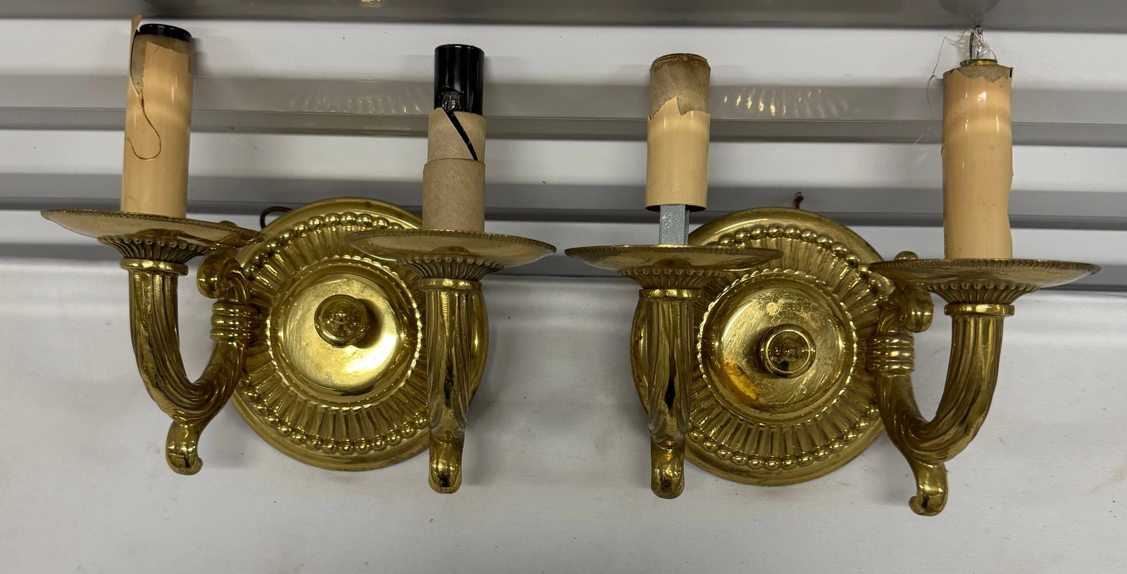 Pair of Louis XVI Style Gilt Bronze Two-Light Sconces - 4