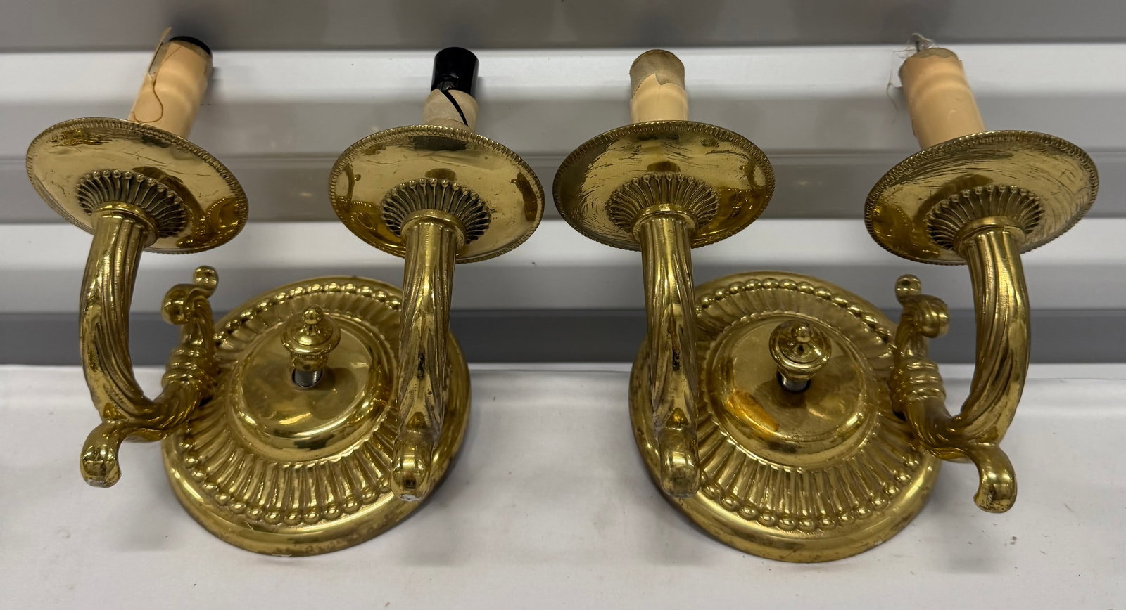 Pair of Louis XVI Style Gilt Bronze Two-Light Sconces - 5