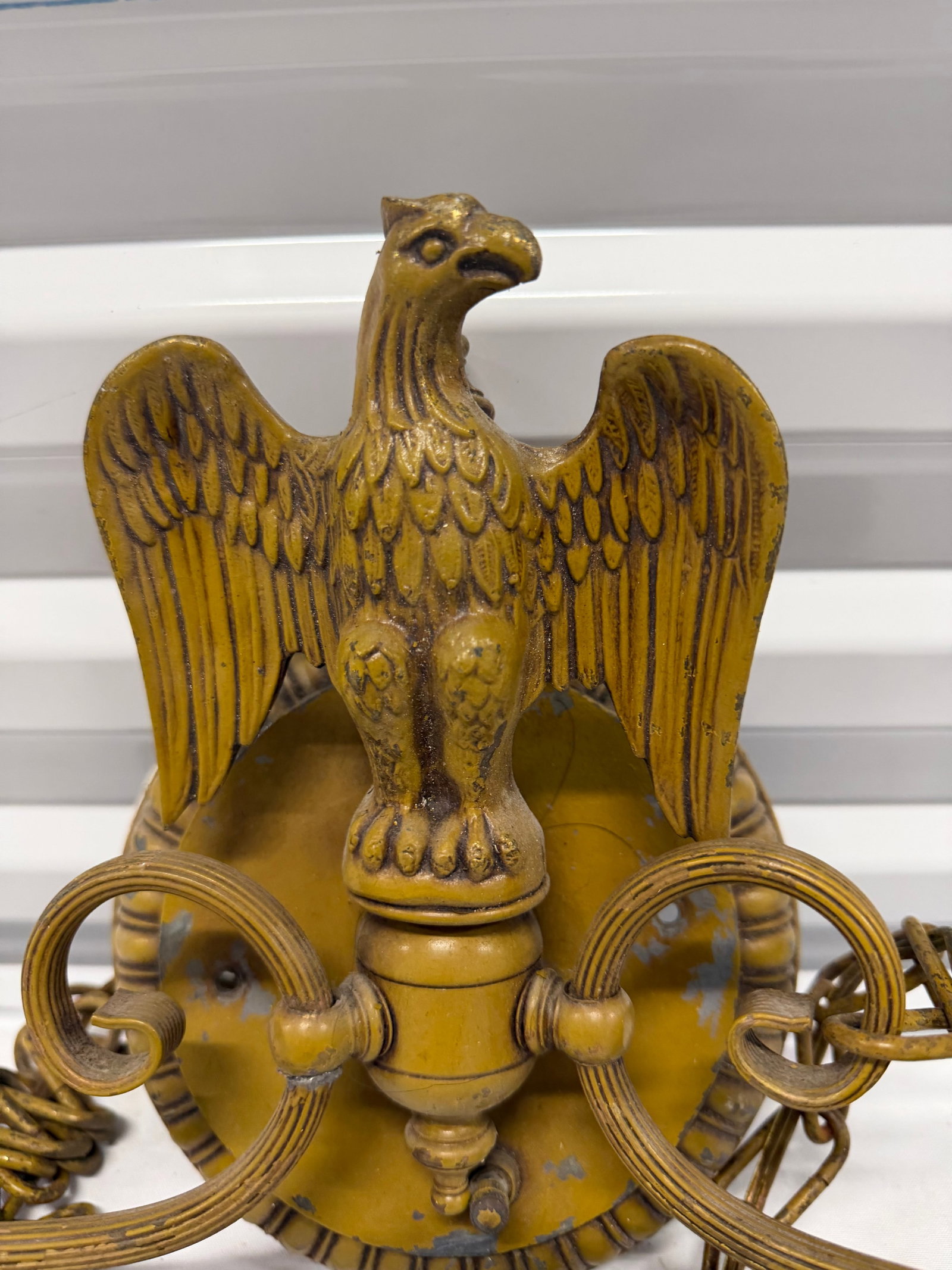 Vintage American Federal Style Gilt Metal Double Sconce with Eagle Motif - 3