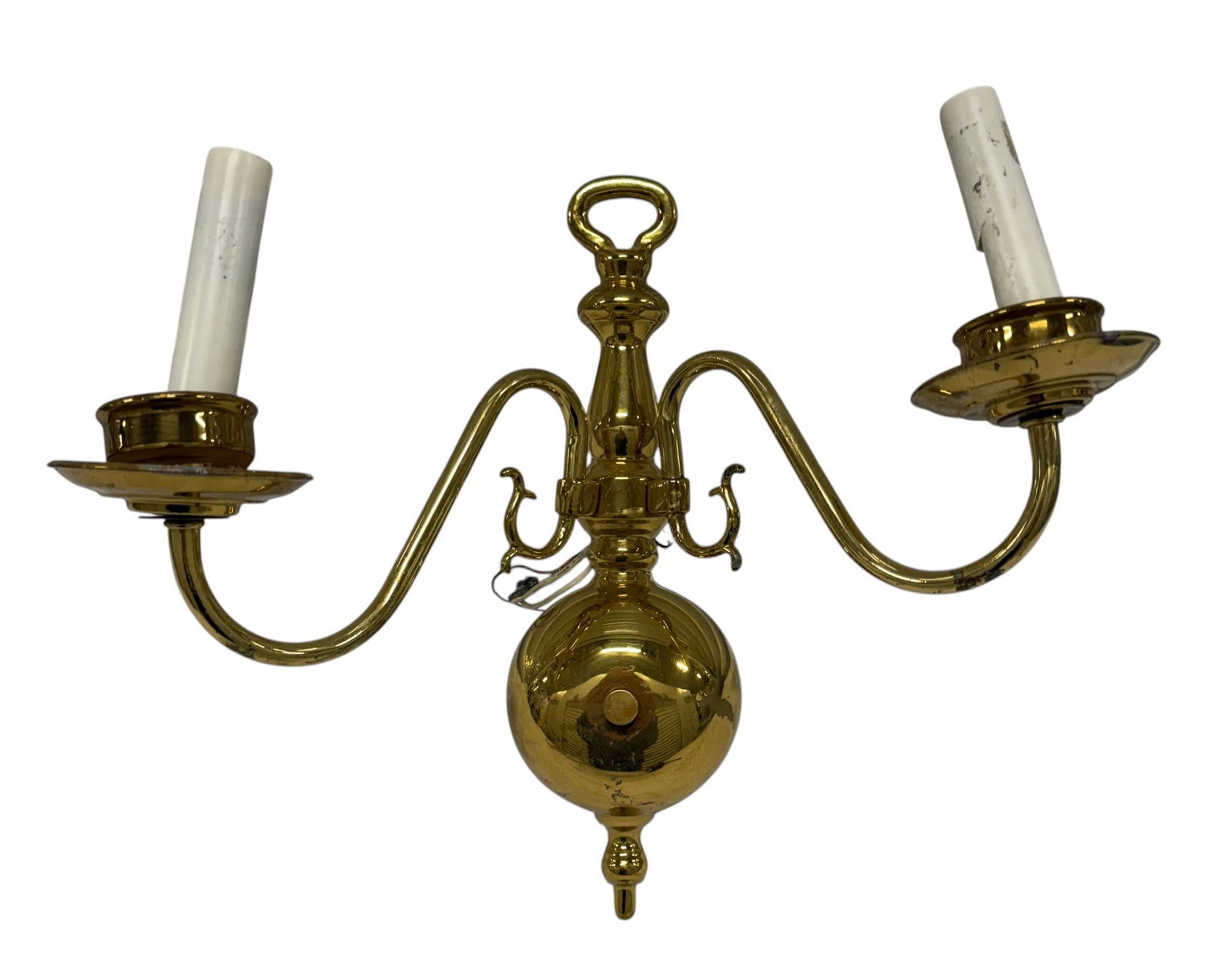 Pair of Twin-Arm Brass Wall Sconces (1 of 4)