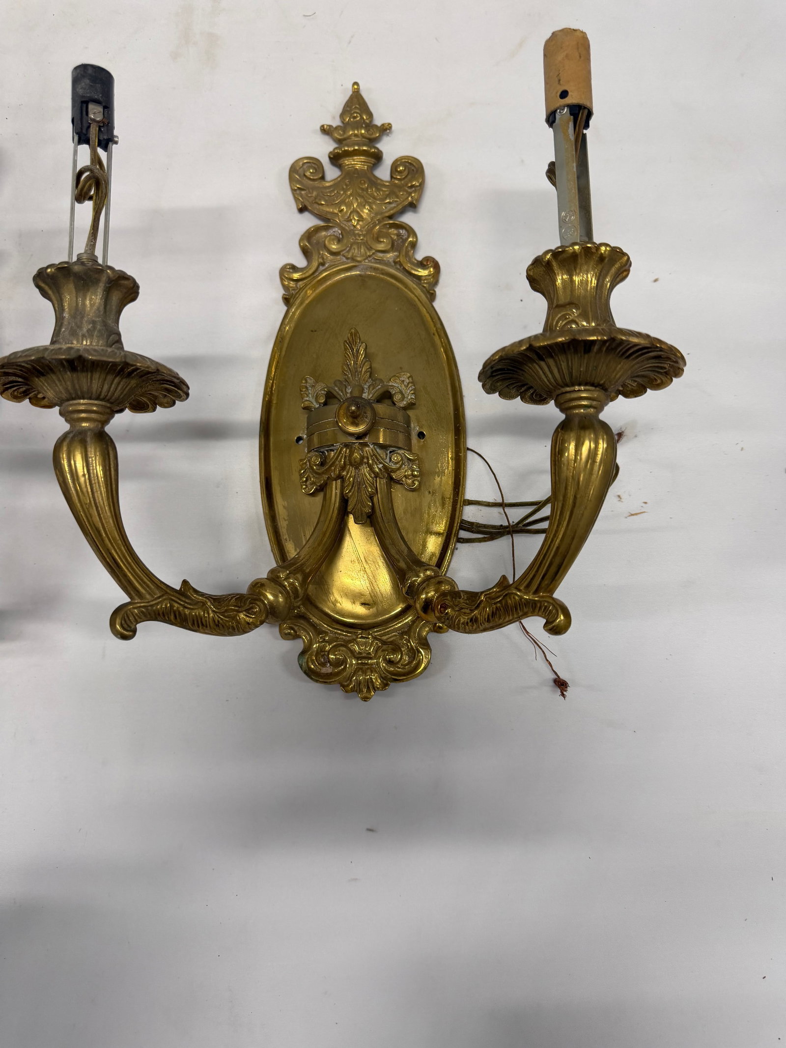 Pair of Rococo Revival Style Gilt Bronze Two-Light Sconces - 2