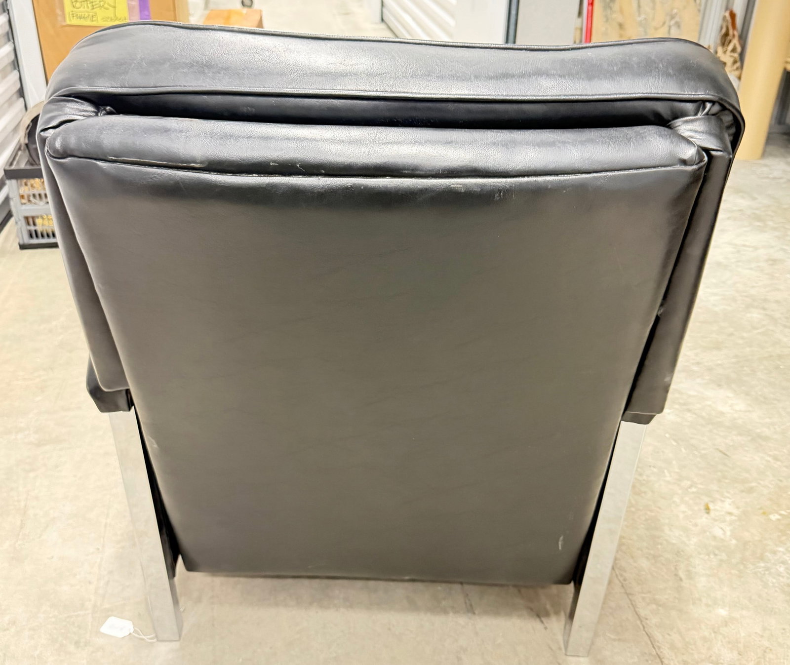 Mid-Century Modern Black Vinyl and Chrome Recliner - 4