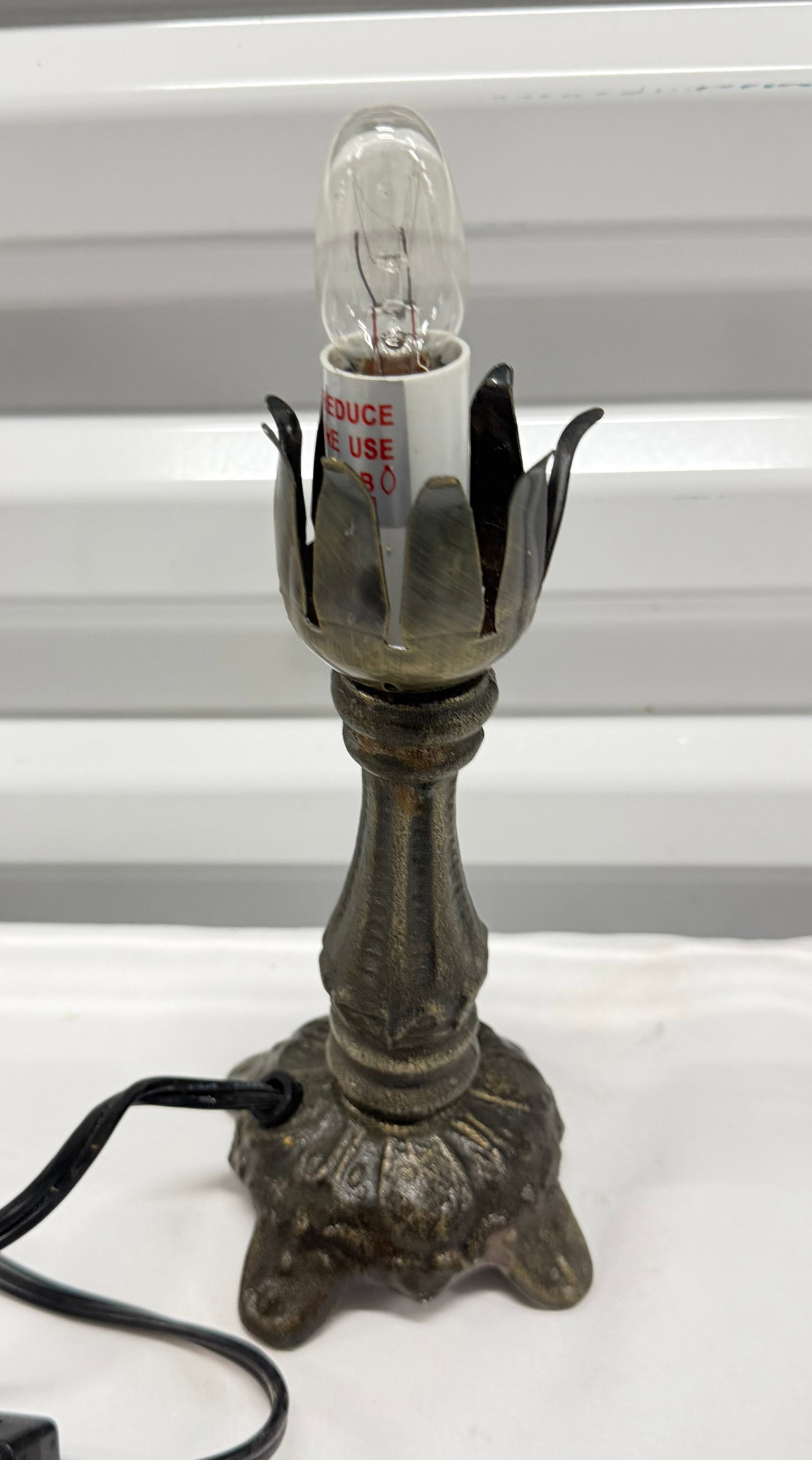 Vintage Cast Metal Boudoir Lamp - 3