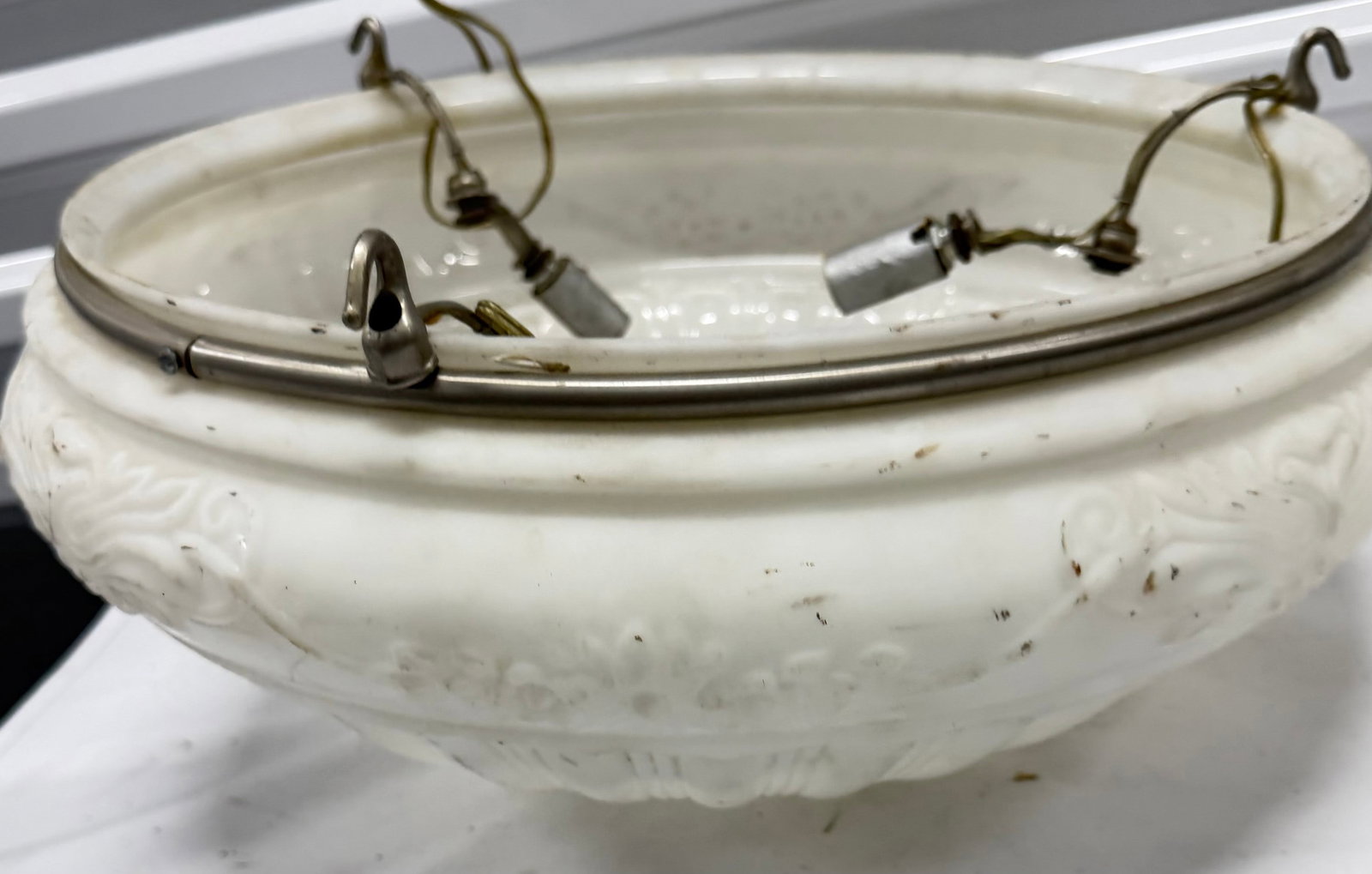 Vintage Milk Glass Bowl Chandelier/Ceiling Fixture - 5