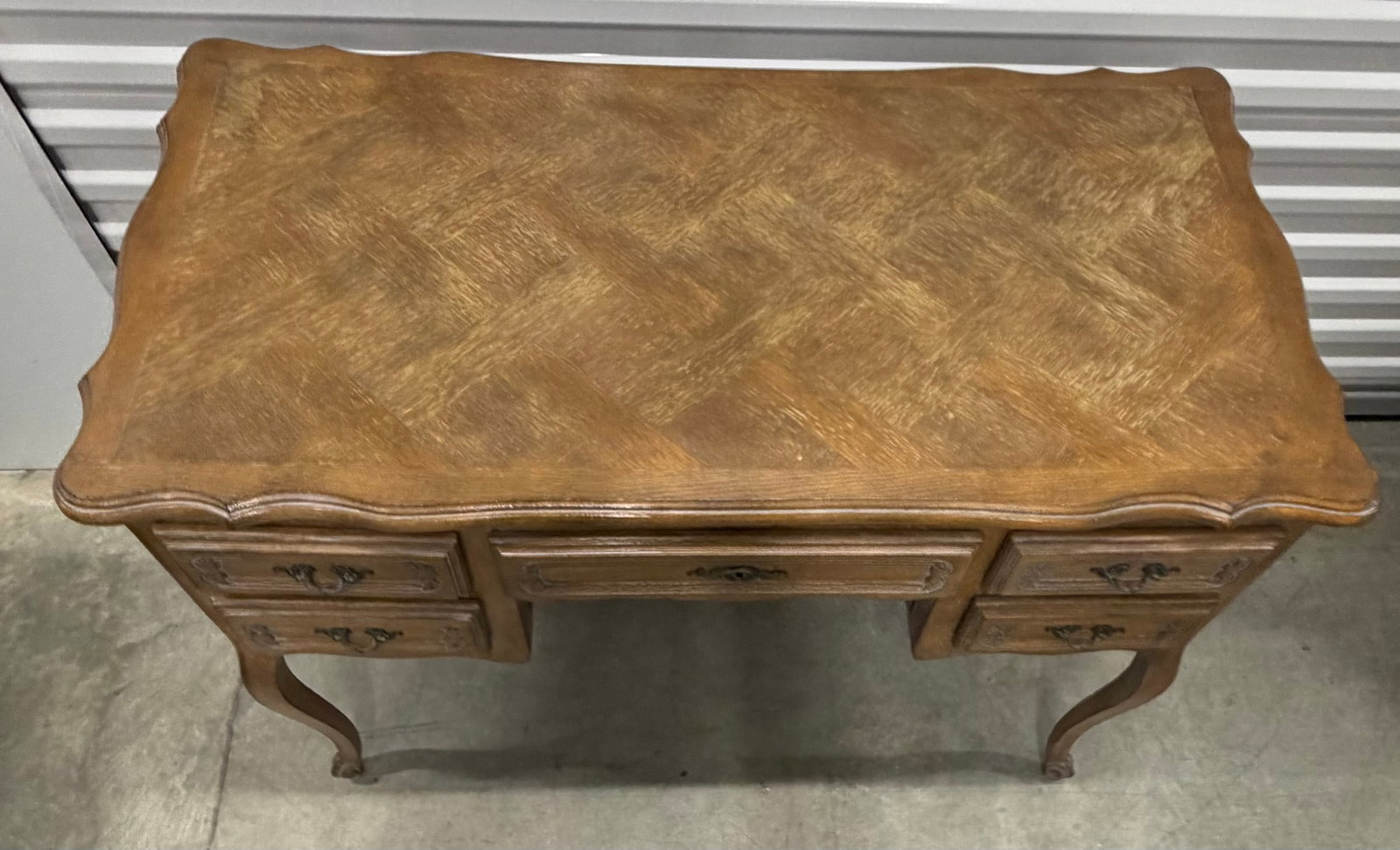 French Provincial Style Carved Wood Writing Desk - 5