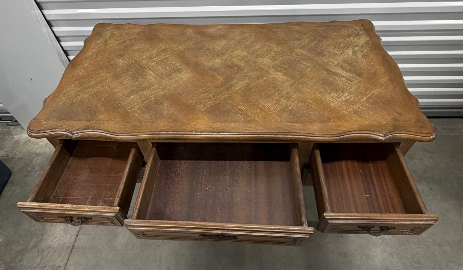 French Provincial Style Carved Wood Writing Desk - 7