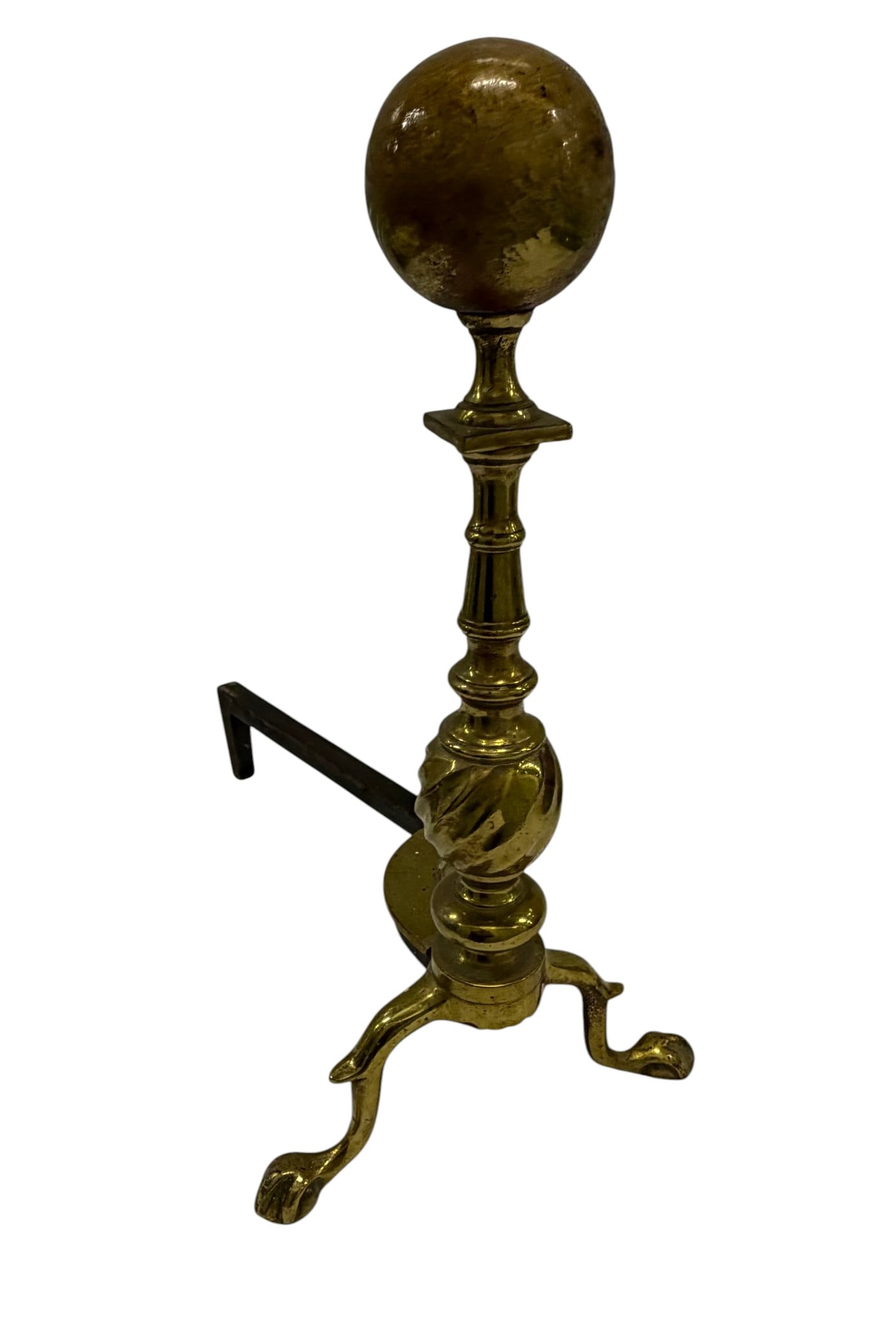 Pair of Ornate Brass Ball Top Fireplace Andirons (1 of 5)