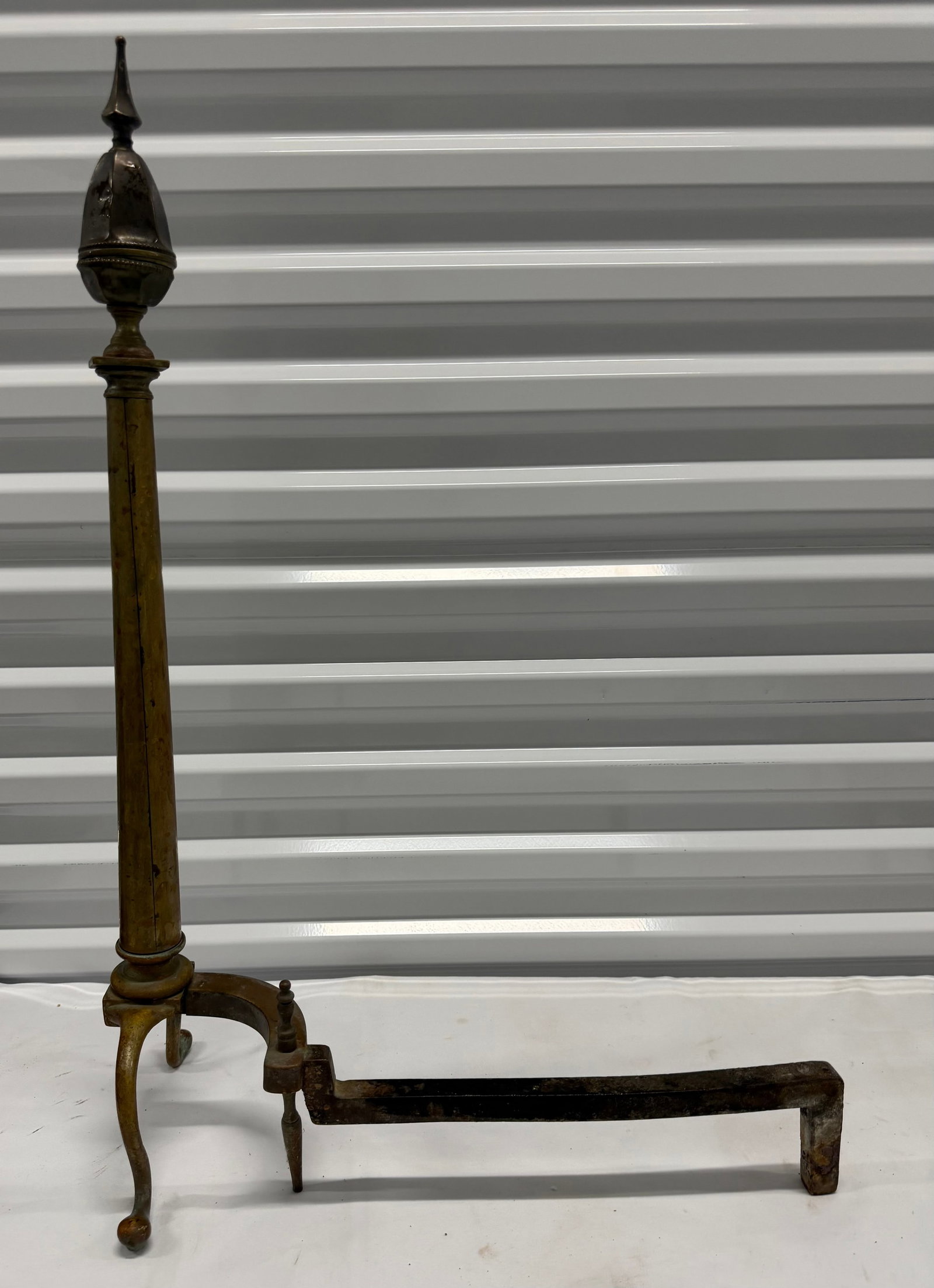 Antique Brass and Iron Fireplace Andiron - 2