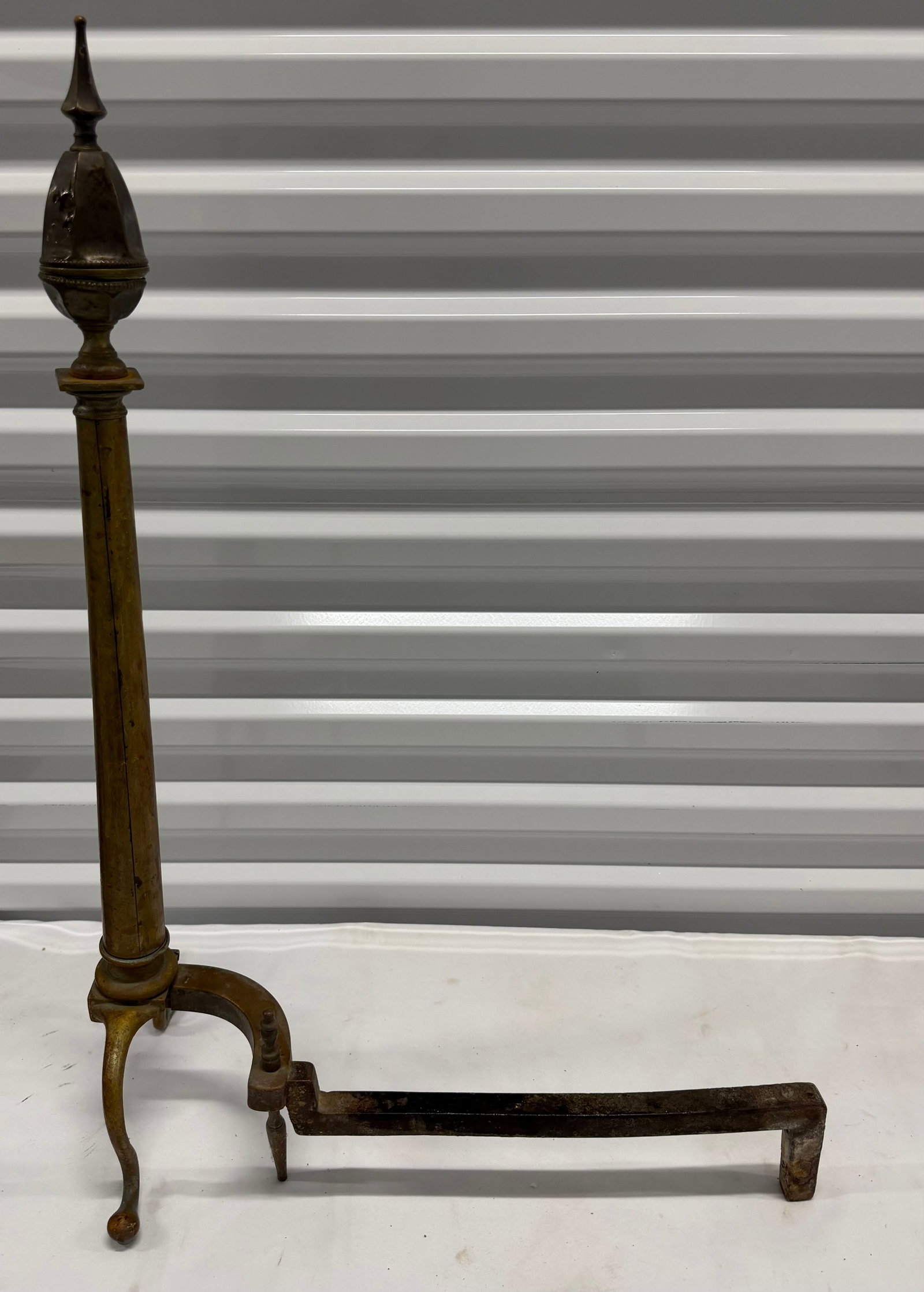 Antique Brass and Iron Fireplace Andiron - 3