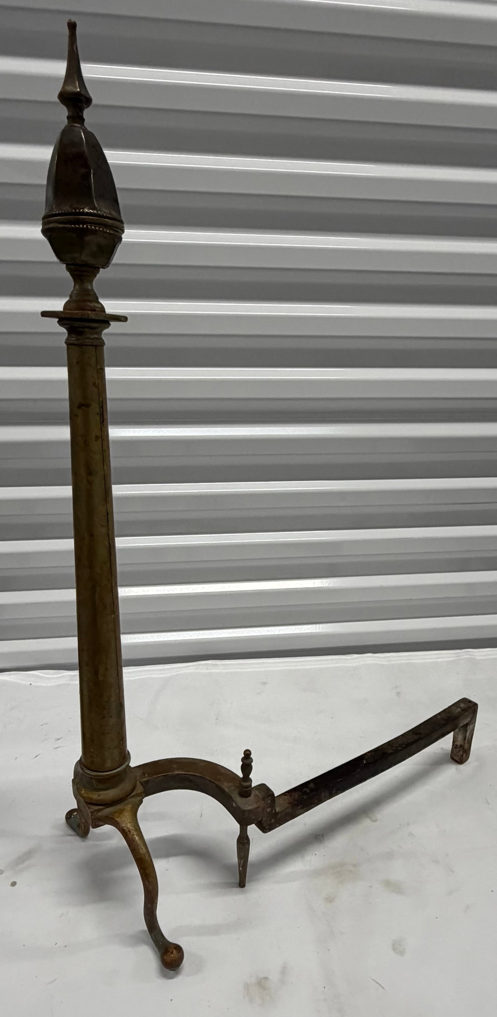 Antique Brass and Iron Fireplace Andiron - 4