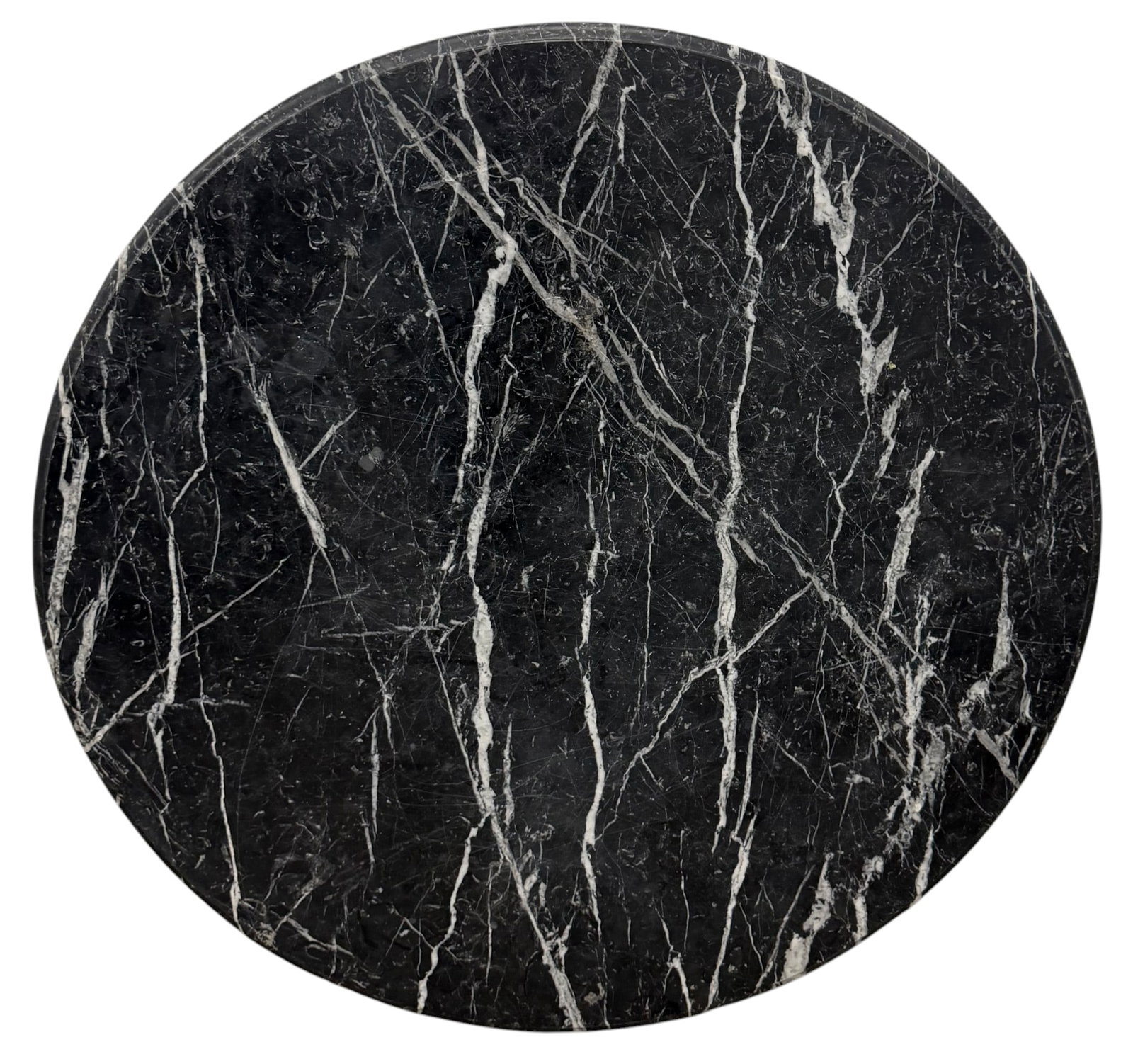 Round Black and White Marble Tabletop (1 of 4)