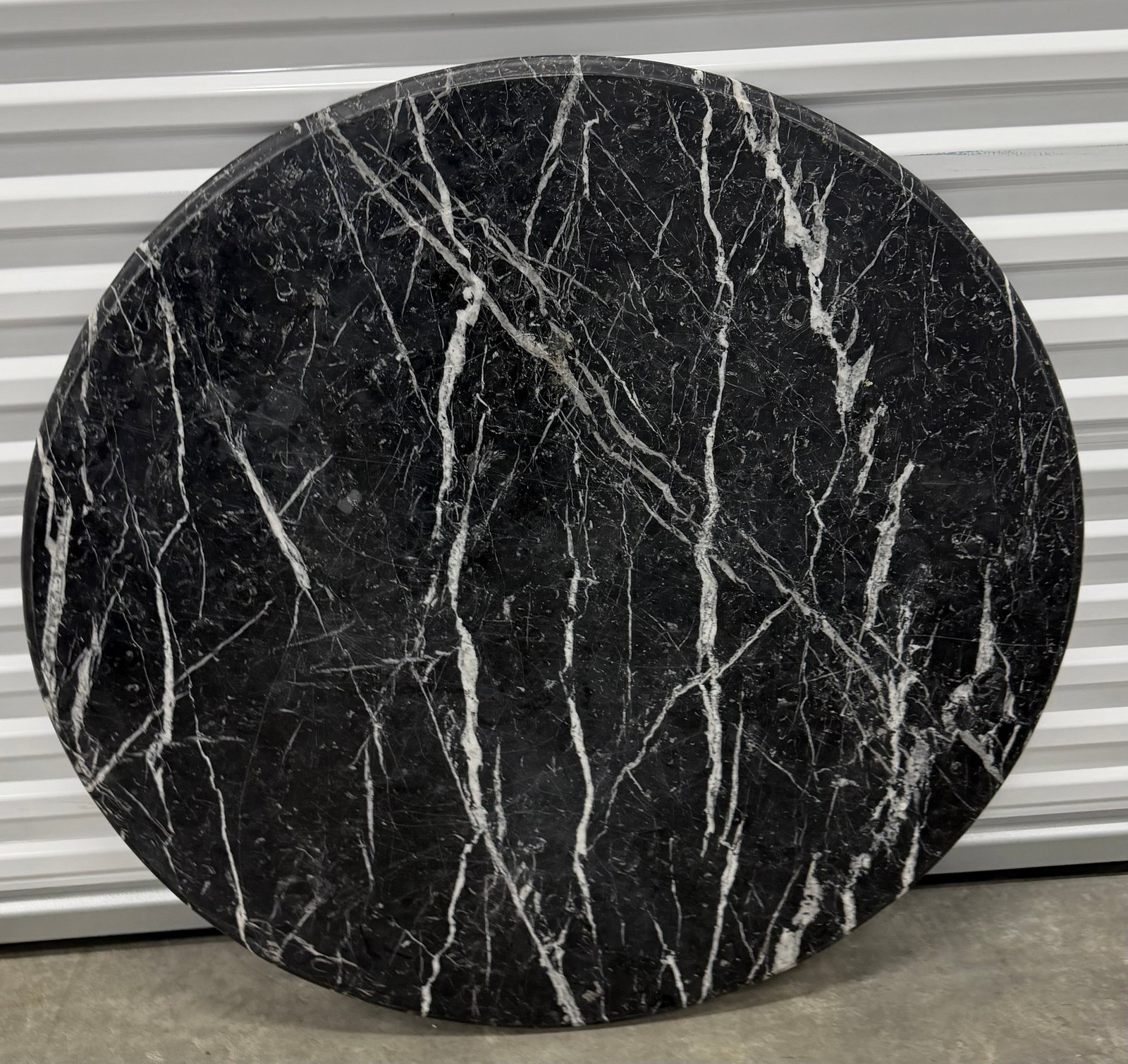 Round Black and White Marble Tabletop - 2