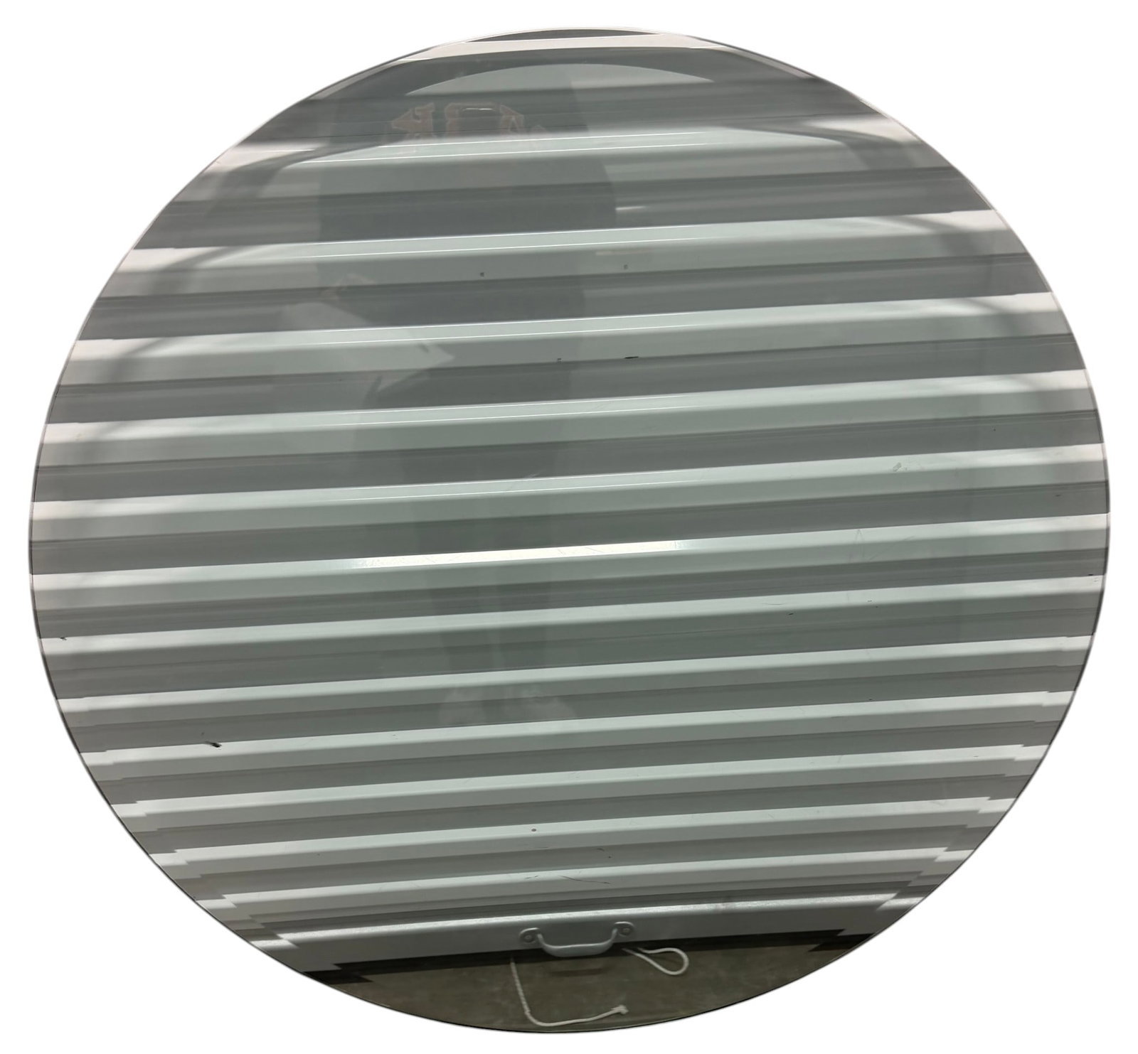 Large Circular Glass Table Top: A modern circular glass table top, likely tempered for durability and safety. The clear glass construction offers a versatile aesthetic, suitable for various interior design styles, from minimalist