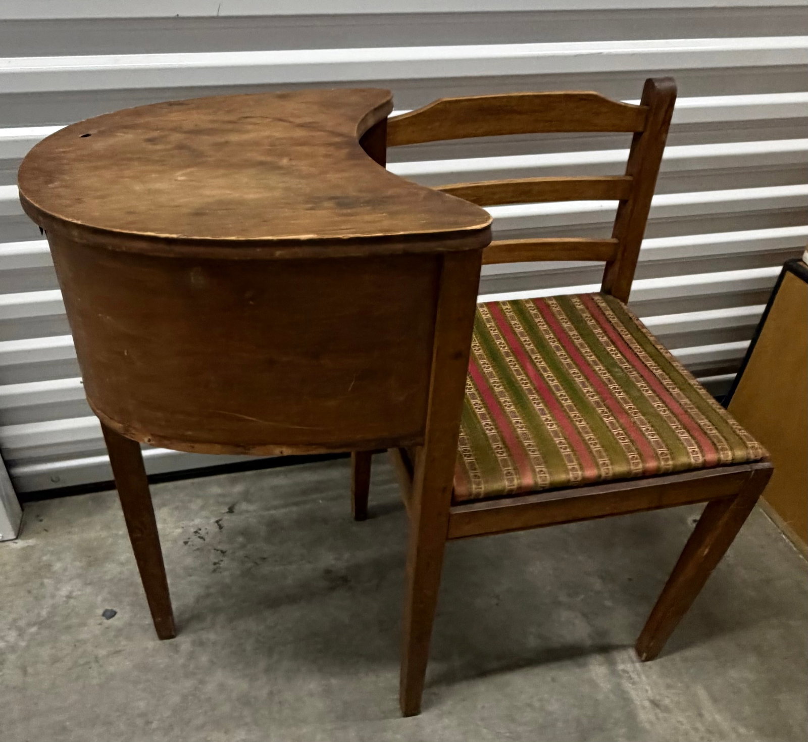 Antique Wooden Telephone Table with Attached Chair - 6